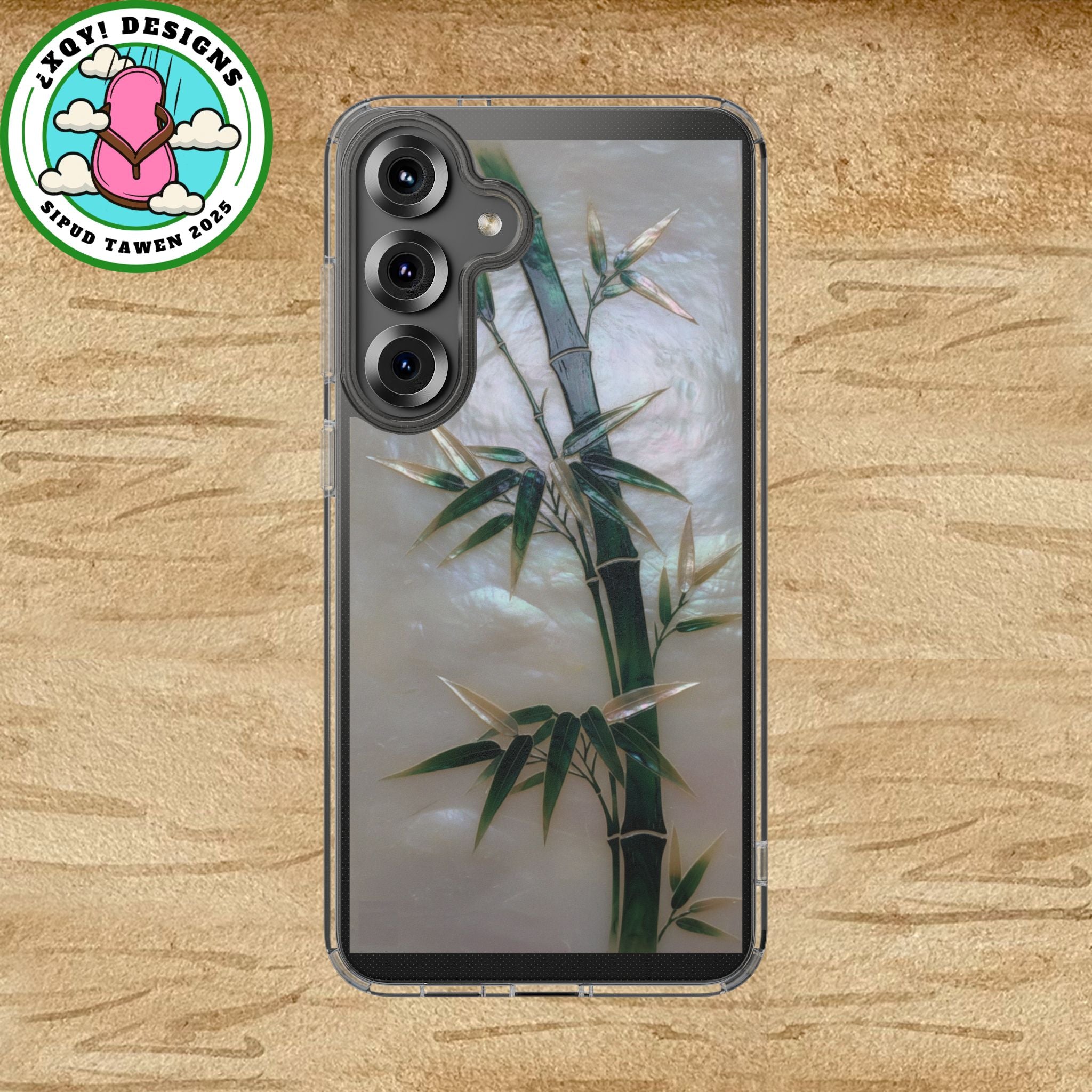 Phone Case, Mother of Pearl Bamboo Floral Design Impact-Resistant Cover, Protective Shell, Unique Gift, Accessories