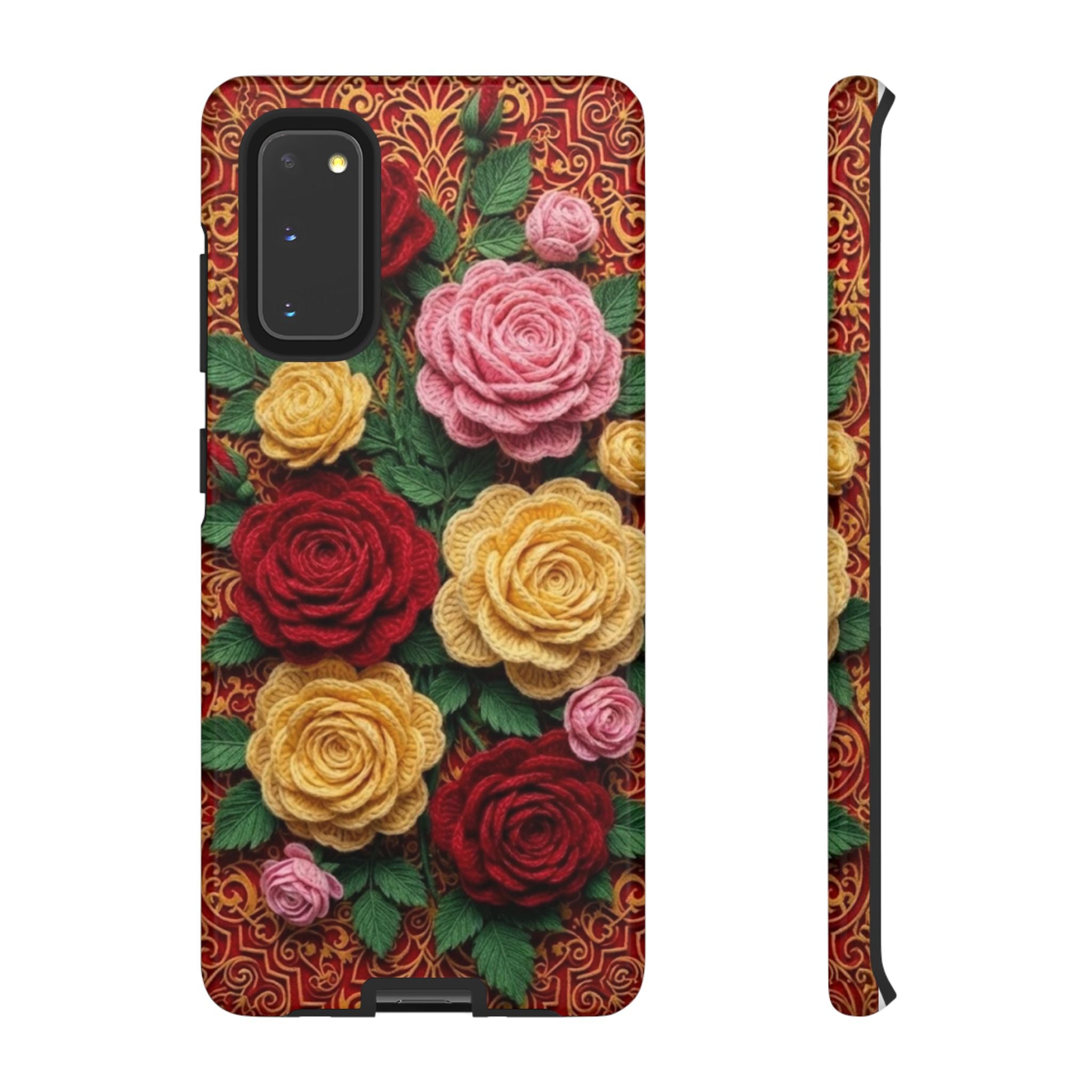 Yarn Vintage Rose Floral Phone Case Elegant Damask Pattern Smartphone Cover for Samsung Galaxy iOS Google Pixel