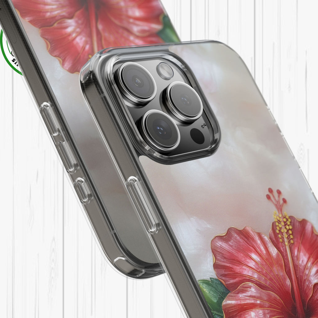 Unique Red flower art Phone Case Floral relief carving Red hibiscus sculpture Decorative tropical flower decor vibrant artistic