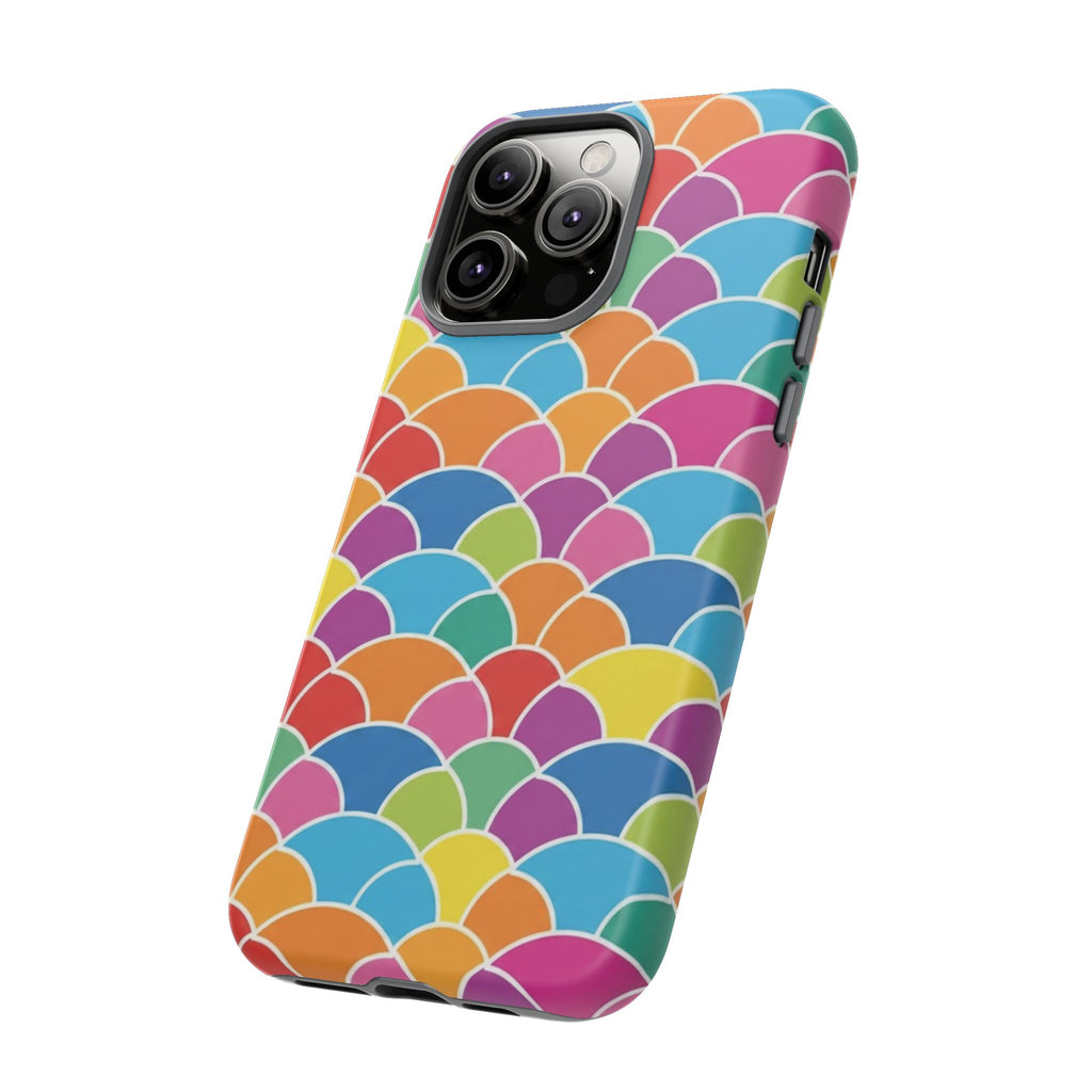 Colorful Scallop Pattern Phone Case Vibrant Protective Mermaid Scales Cover Eye-Catching Abstract Design for Samsung iPhone Pixel Models