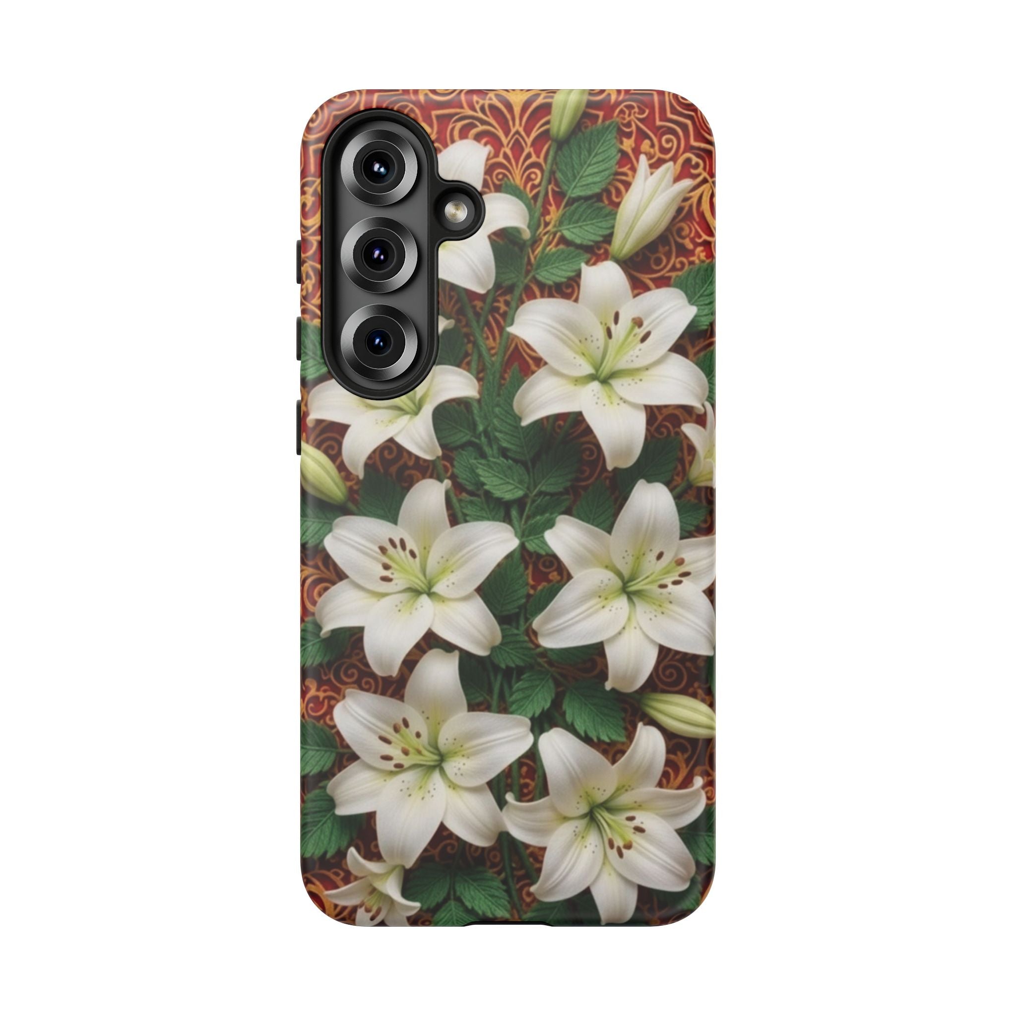 Luxury Lily Phone Case Elegant Floral Ornate Botanical Style Pristine White Bloom Motif Unique Accessory for iPhone Samsung Pixel Devices