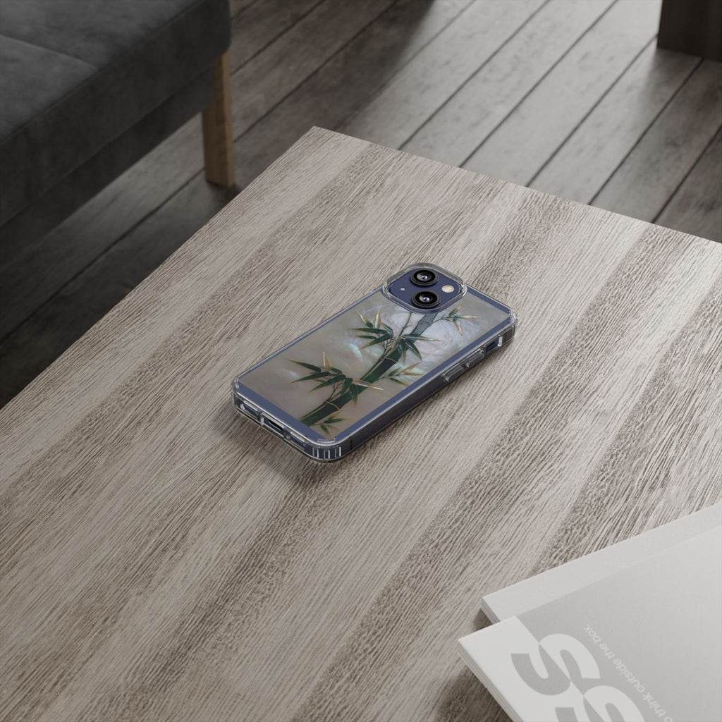 Phone Case, Mother of Pearl Bamboo Floral Design Impact-Resistant Cover, Protective Shell, Unique Gift, Accessories