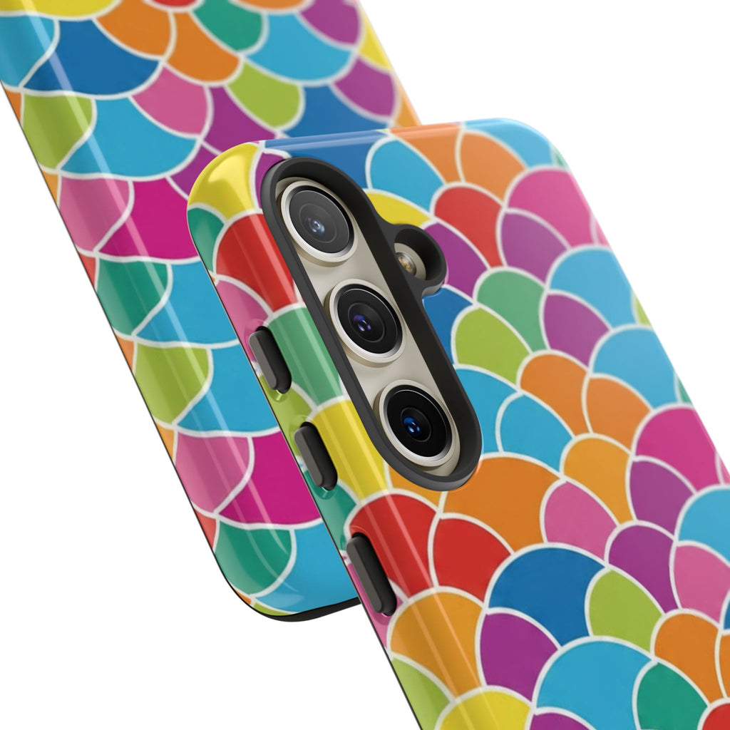 Colorful Scallop Pattern Phone Case Vibrant Protective Mermaid Scales Cover Eye-Catching Abstract Design for Samsung iPhone Pixel Models