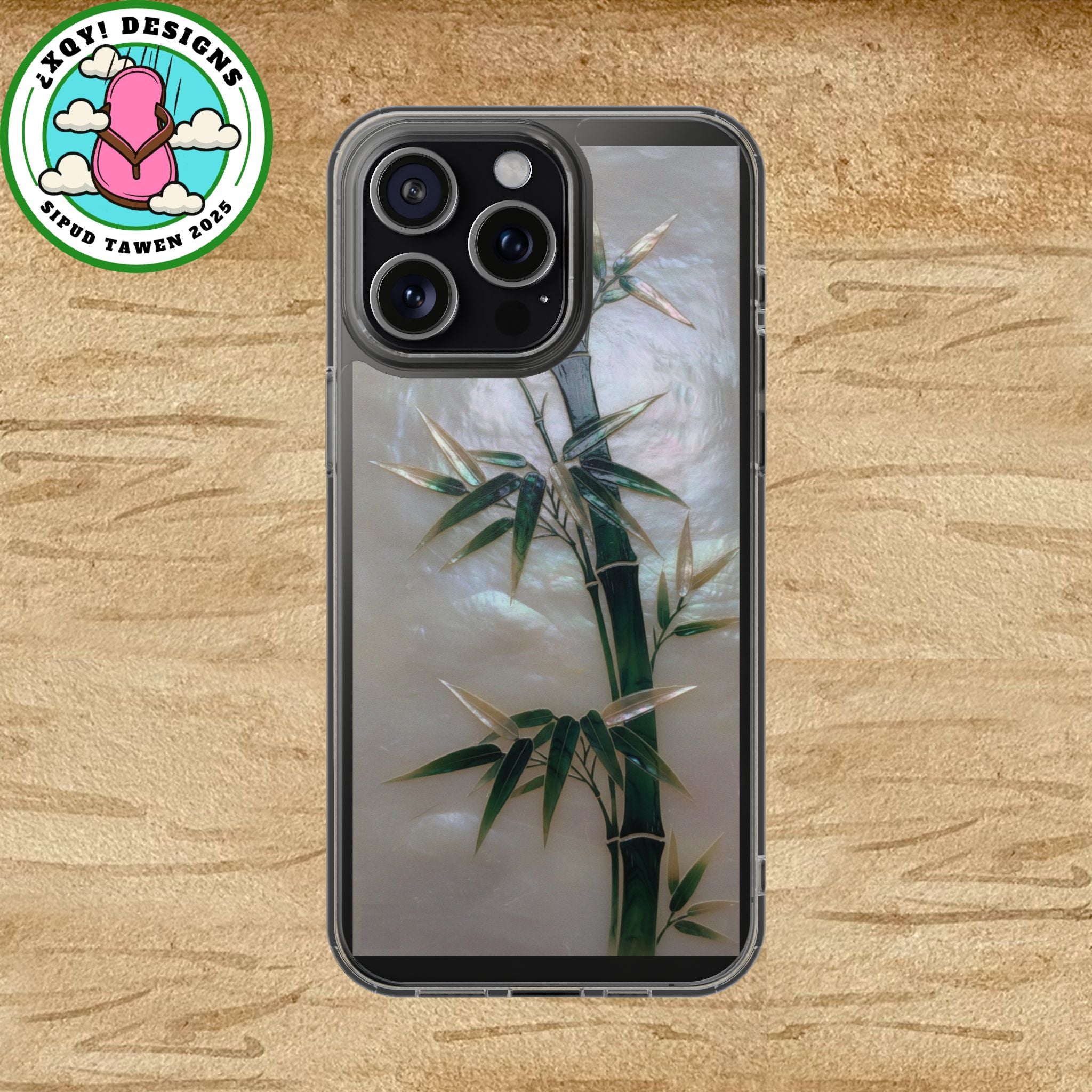 Phone Case, Mother of Pearl Bamboo Floral Design Impact-Resistant Cover, Protective Shell, Unique Gift, Accessories