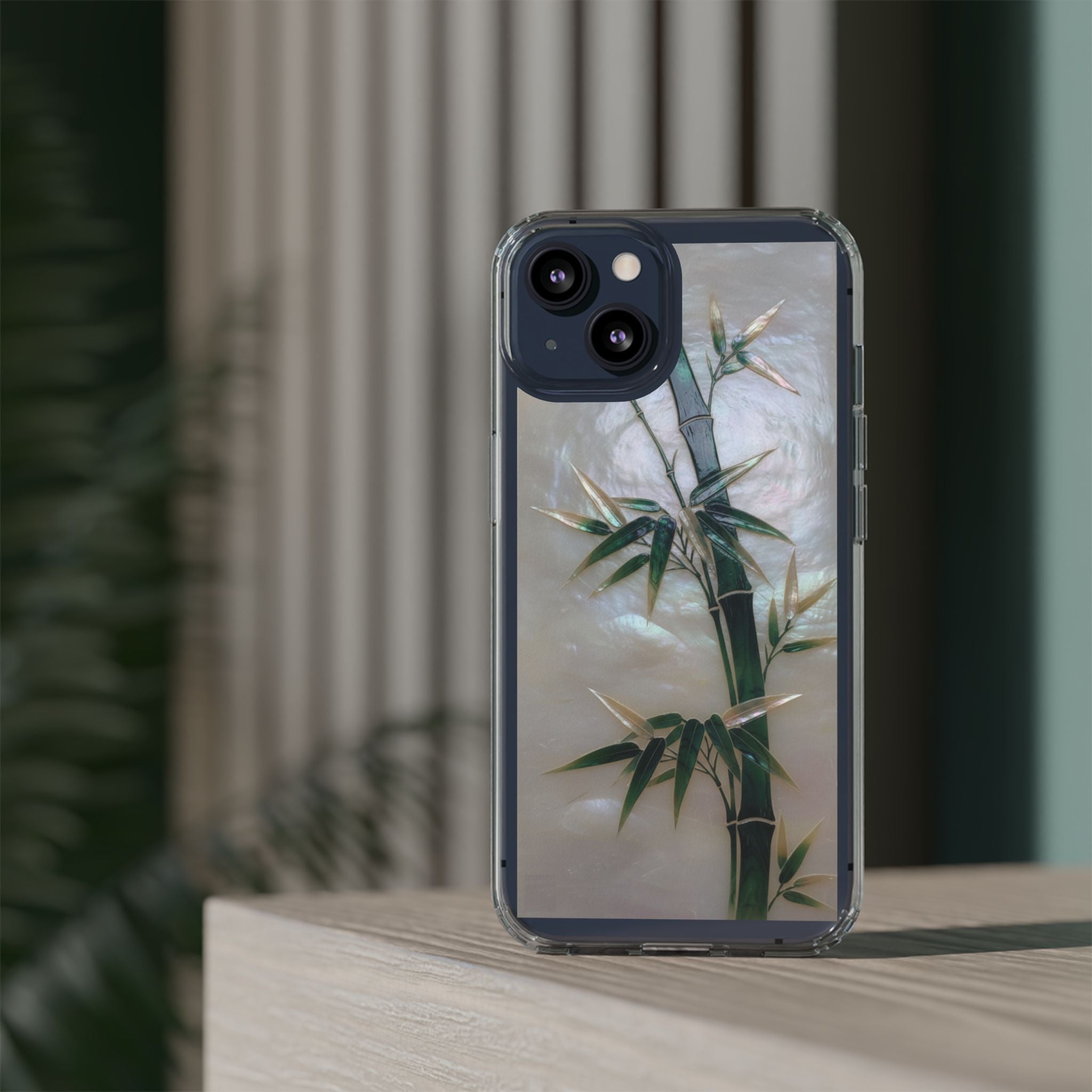 Phone Case, Mother of Pearl Bamboo Floral Design Impact-Resistant Cover, Protective Shell, Unique Gift, Accessories
