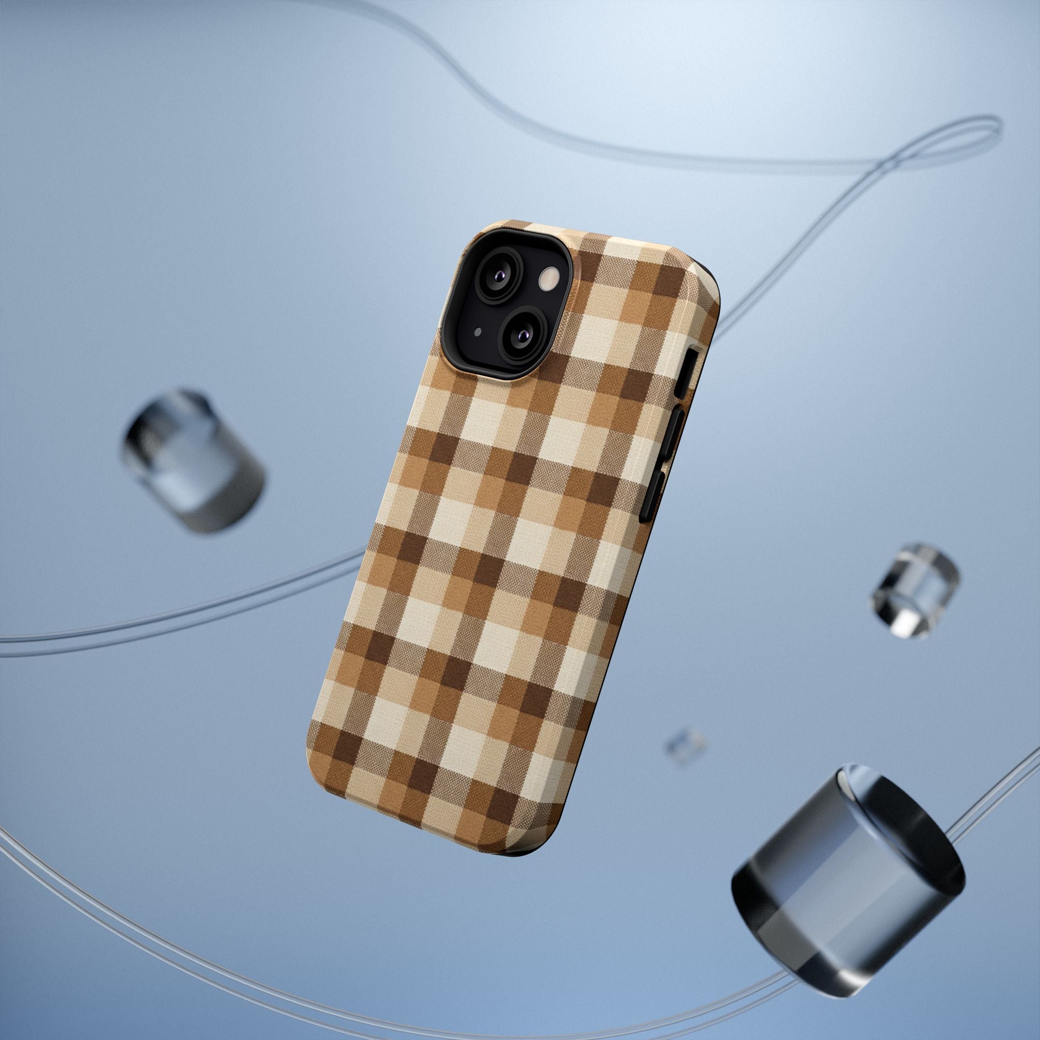 Brown Plaid Pattern Impact-Resistant Case | Checkered Phone Case