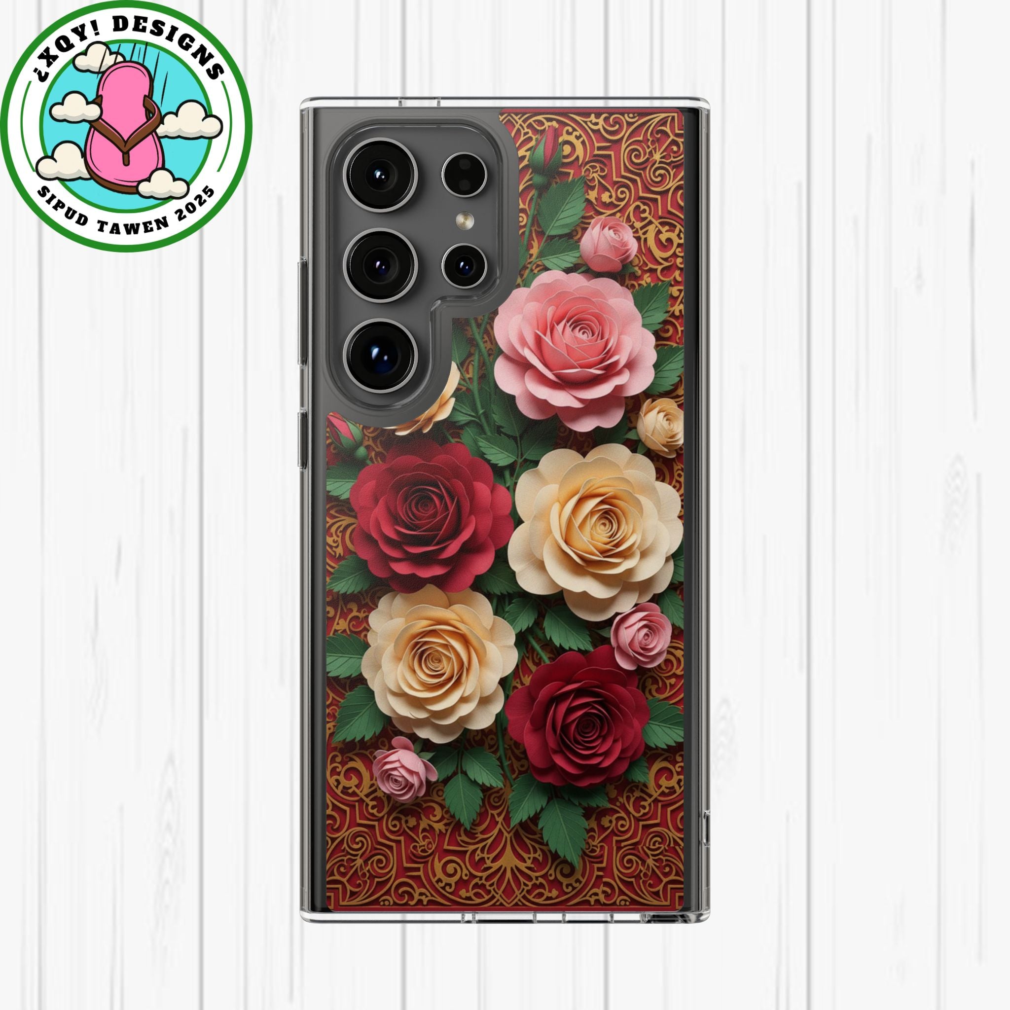 Cut-Paper Rose Bouquet Phone Case