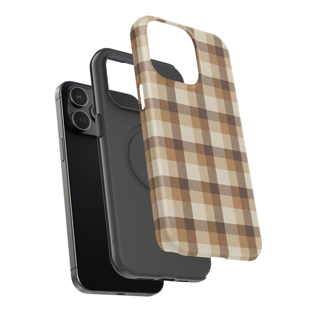 Brown Plaid Pattern Impact-Resistant Case | Checkered Phone Case
