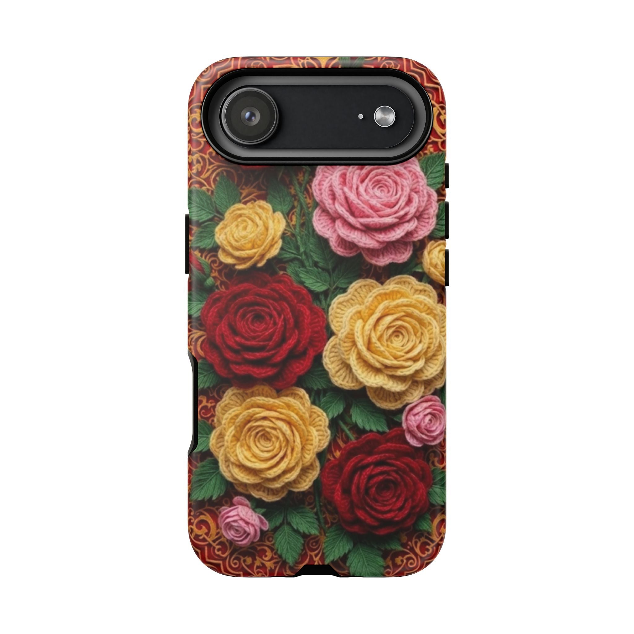 Yarn Vintage Rose Floral Phone Case Elegant Damask Pattern Smartphone Cover for Samsung Galaxy iOS Google Pixel
