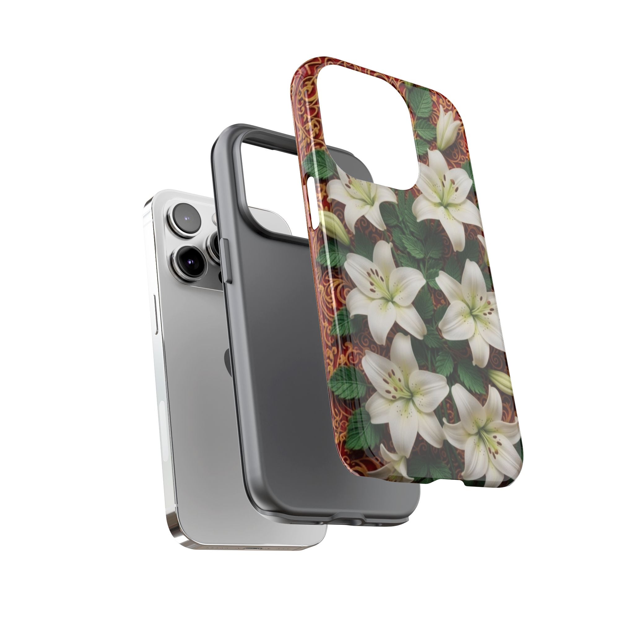 Luxury Lily Phone Case Elegant Floral Ornate Botanical Style Pristine White Bloom Motif Unique Accessory for iPhone Samsung Pixel Devices