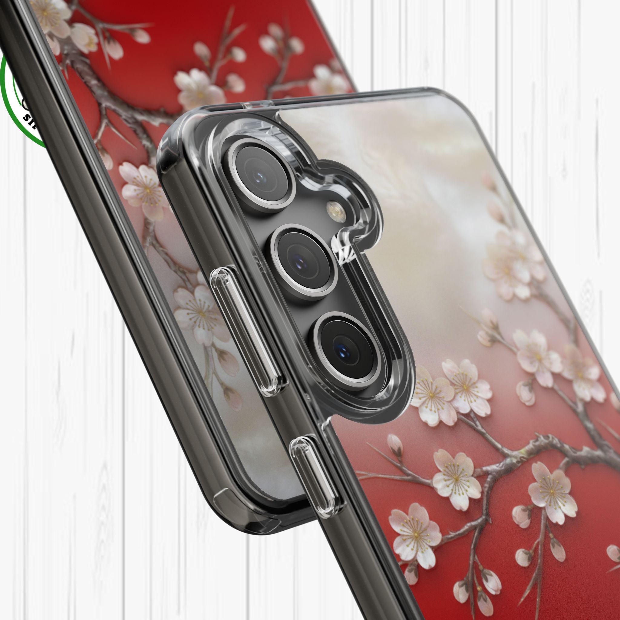 Mother of Pearl Floral Phone Case Elegant Sakura Design Asian Inspired Shell Inlay Artwork Japanese Blossom Decor Mobile Cover