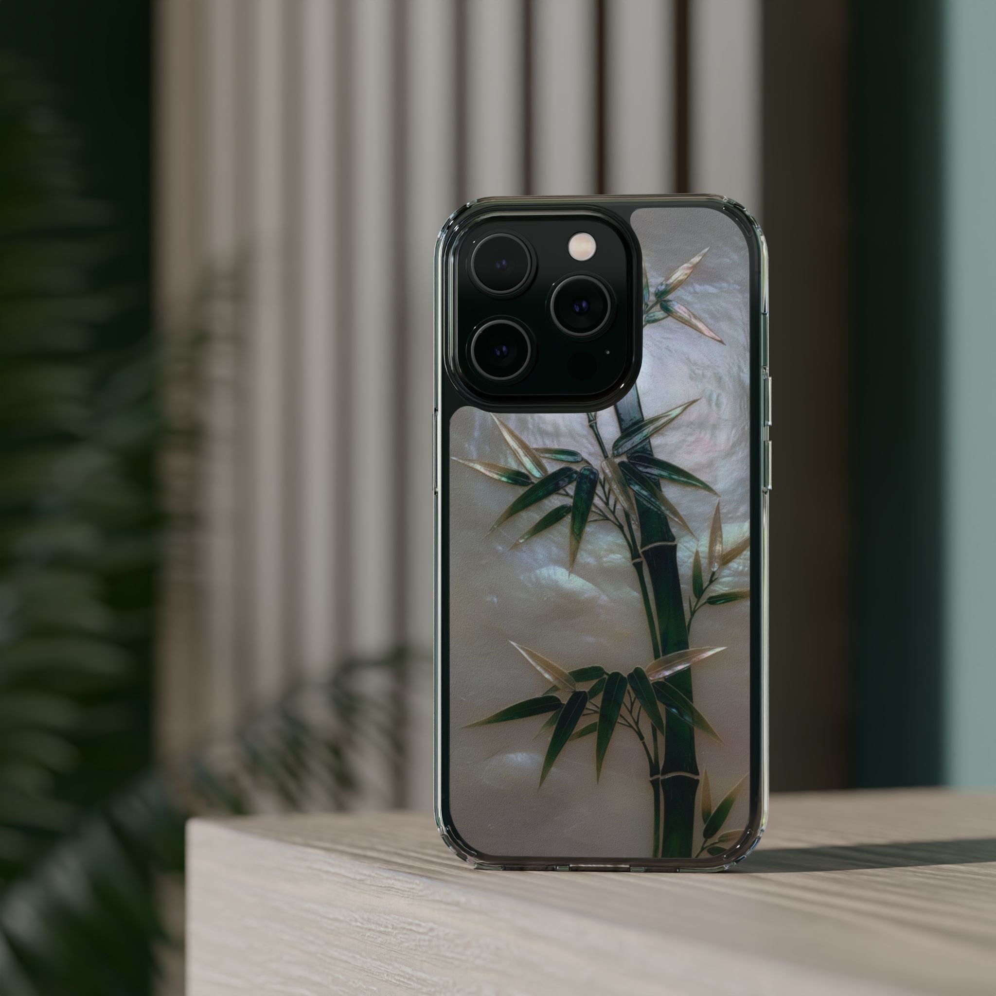 Phone Case, Mother of Pearl Bamboo Floral Design Impact-Resistant Cover, Protective Shell, Unique Gift, Accessories