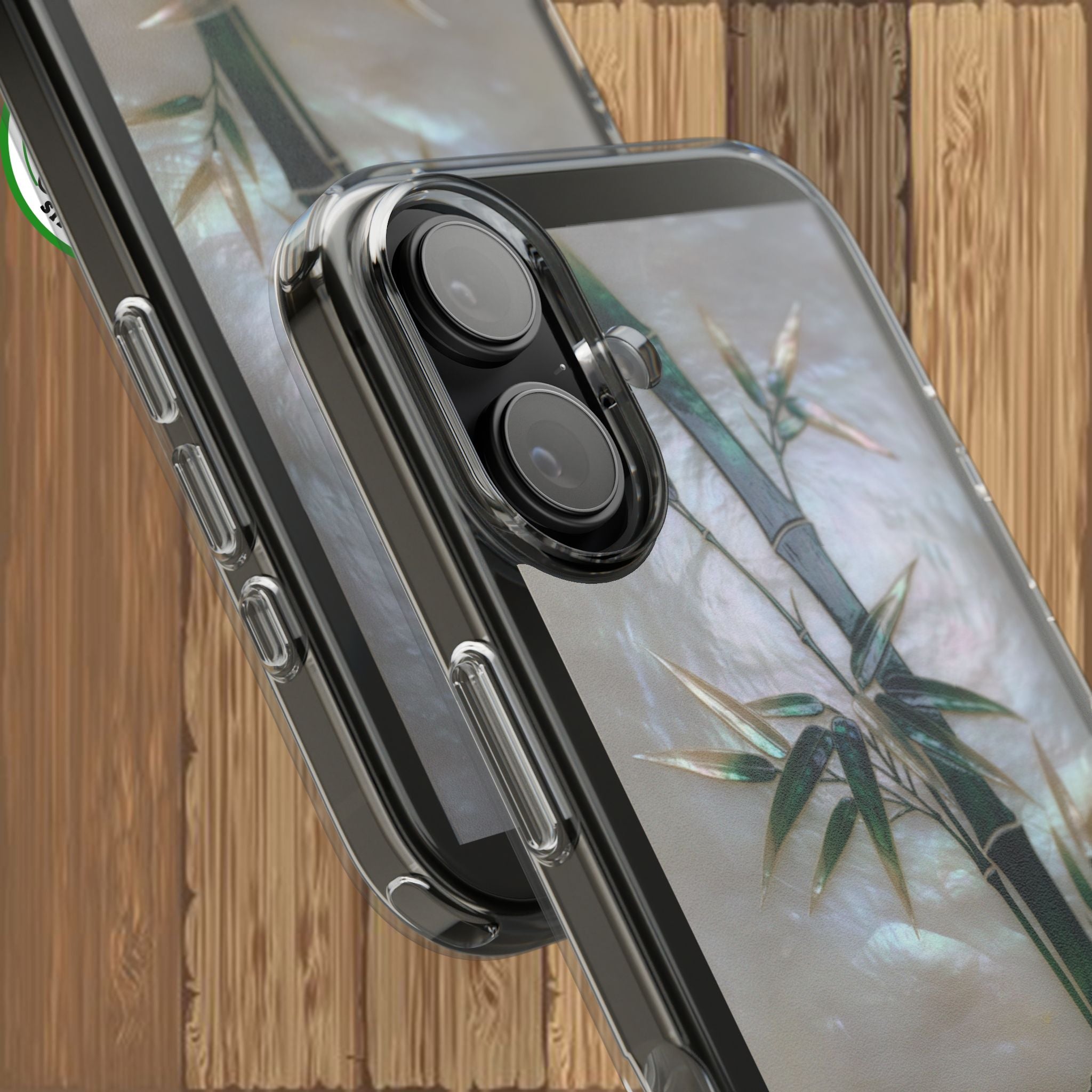 Phone Case, Mother of Pearl Bamboo Floral Design Impact-Resistant Cover, Protective Shell, Unique Gift, Accessories