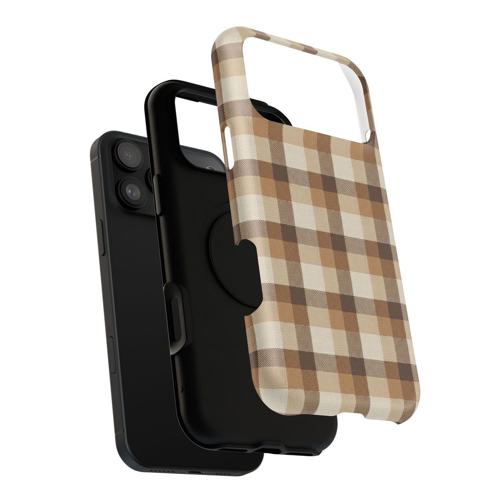 Brown Plaid Pattern Impact-Resistant Case | Checkered Phone Case