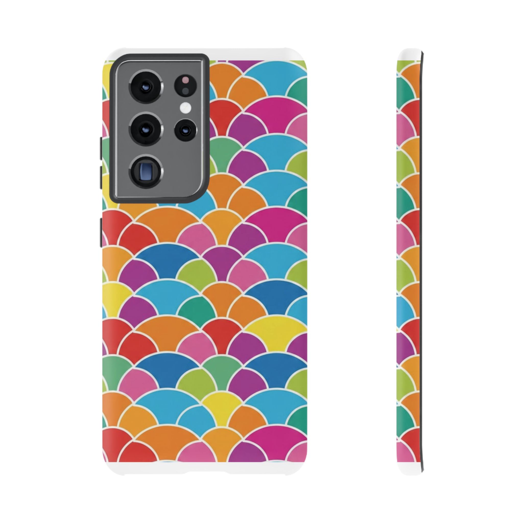 Colorful Scallop Pattern Phone Case Vibrant Protective Mermaid Scales Cover Eye-Catching Abstract Design for Samsung iPhone Pixel Models