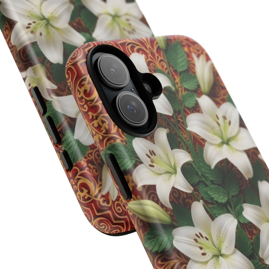 Luxury Lily Phone Case Elegant Floral Ornate Botanical Style Pristine White Bloom Motif Unique Accessory for iPhone Samsung Pixel Devices
