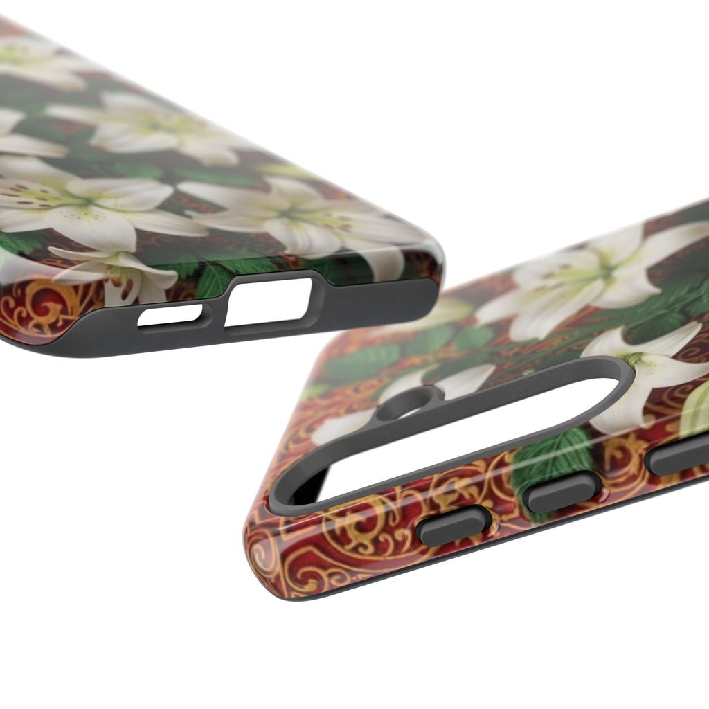 Luxury Lily Phone Case Elegant Floral Ornate Botanical Style Pristine White Bloom Motif Unique Accessory for iPhone Samsung Pixel Devices