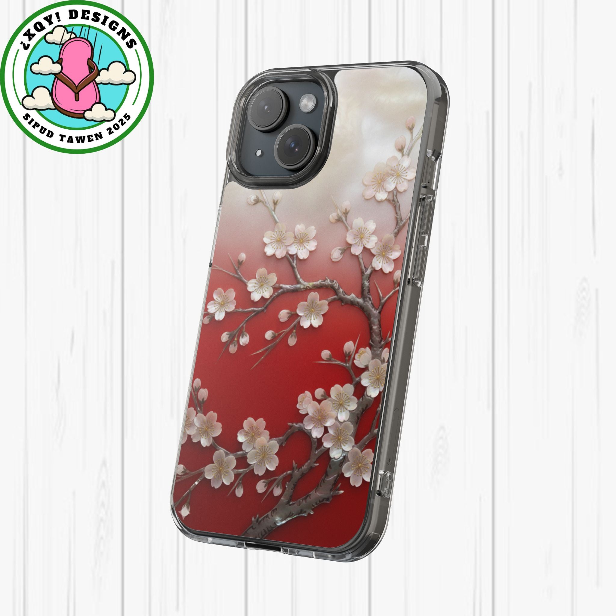 Mother of Pearl Floral Phone Case Elegant Sakura Design Asian Inspired Shell Inlay Artwork Japanese Blossom Decor Mobile Cover