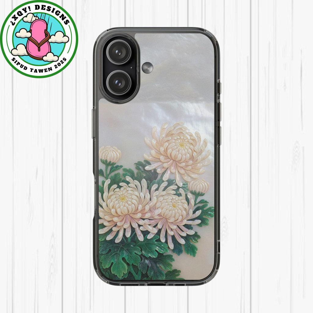 Mother of pearl inlay Phone Case Nacre art panel Chinese mother of pearl flowers Chrysanthemum wall art design elegant luxury  gift