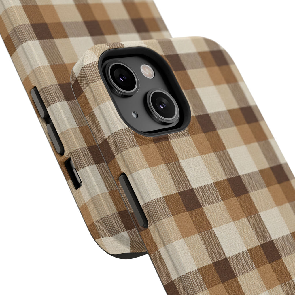 Brown Plaid Pattern Impact-Resistant Case | Checkered Phone Case