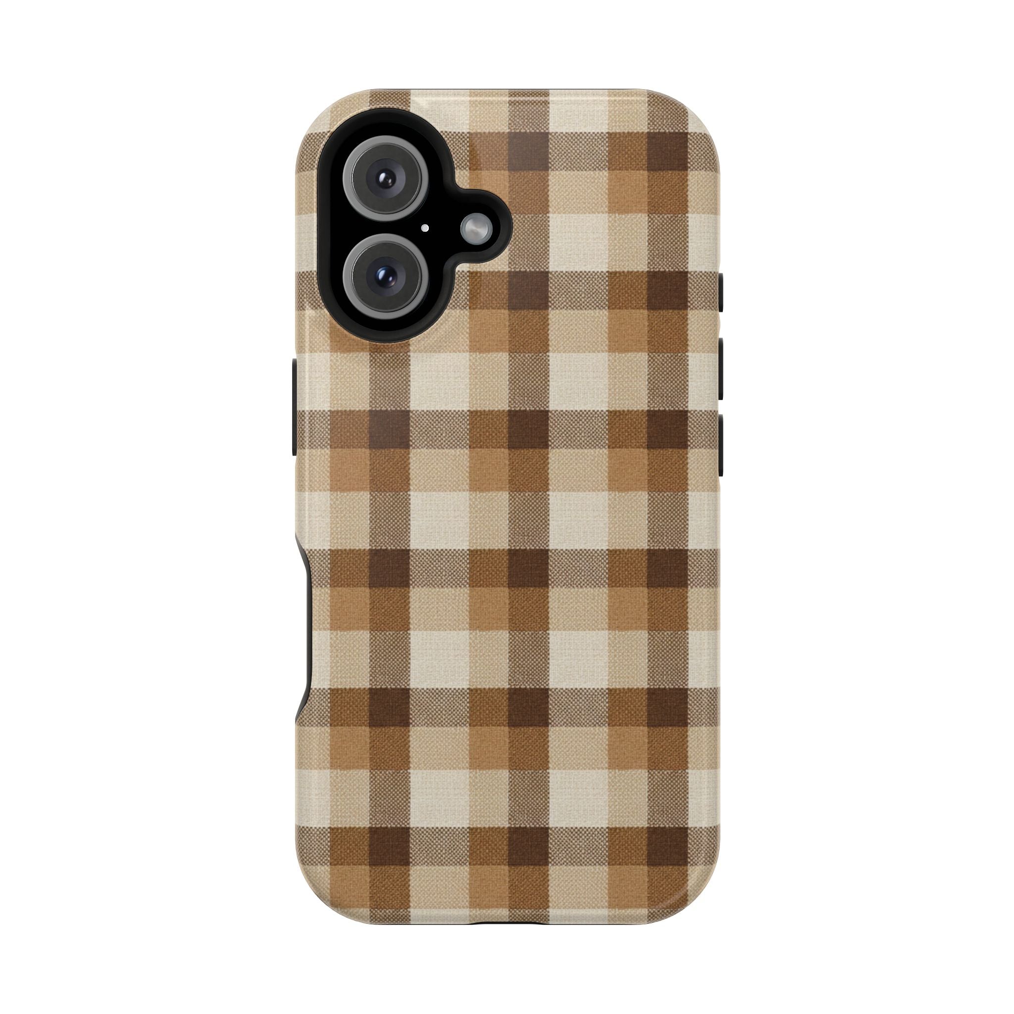 Brown Plaid Pattern Impact-Resistant Case | Checkered Phone Case