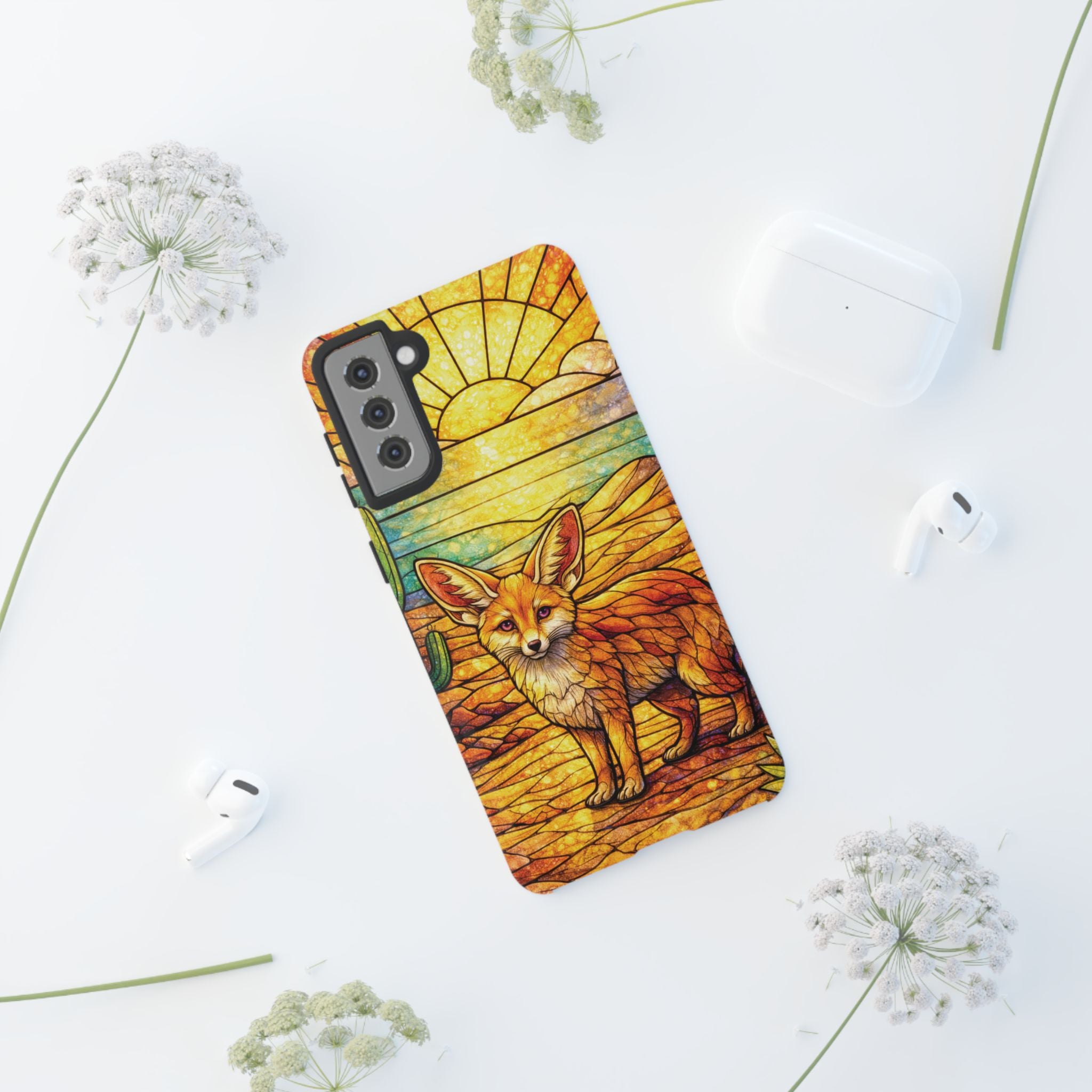Desert Fox Stained Glass Phone Case — Galaxy & iPhone Pixel Compatible