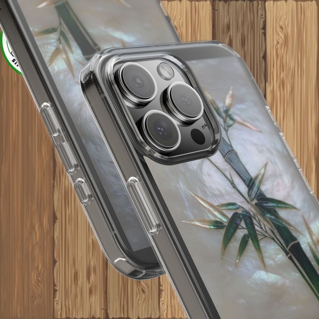 Phone Case, Mother of Pearl Bamboo Floral Design Impact-Resistant Cover, Protective Shell, Unique Gift, Accessories