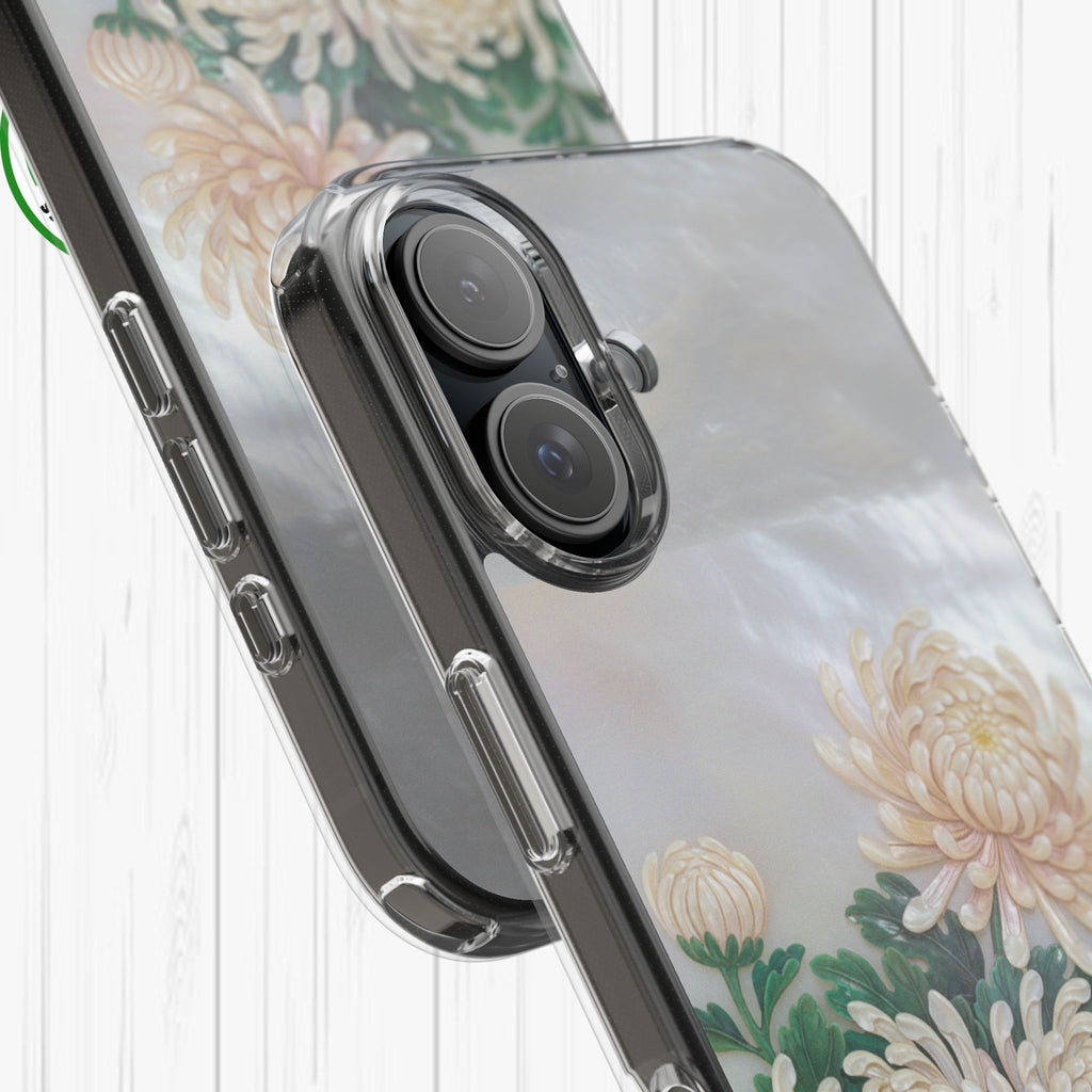 Mother of pearl inlay Phone Case Nacre art panel Chinese mother of pearl flowers Chrysanthemum wall art design elegant luxury  gift