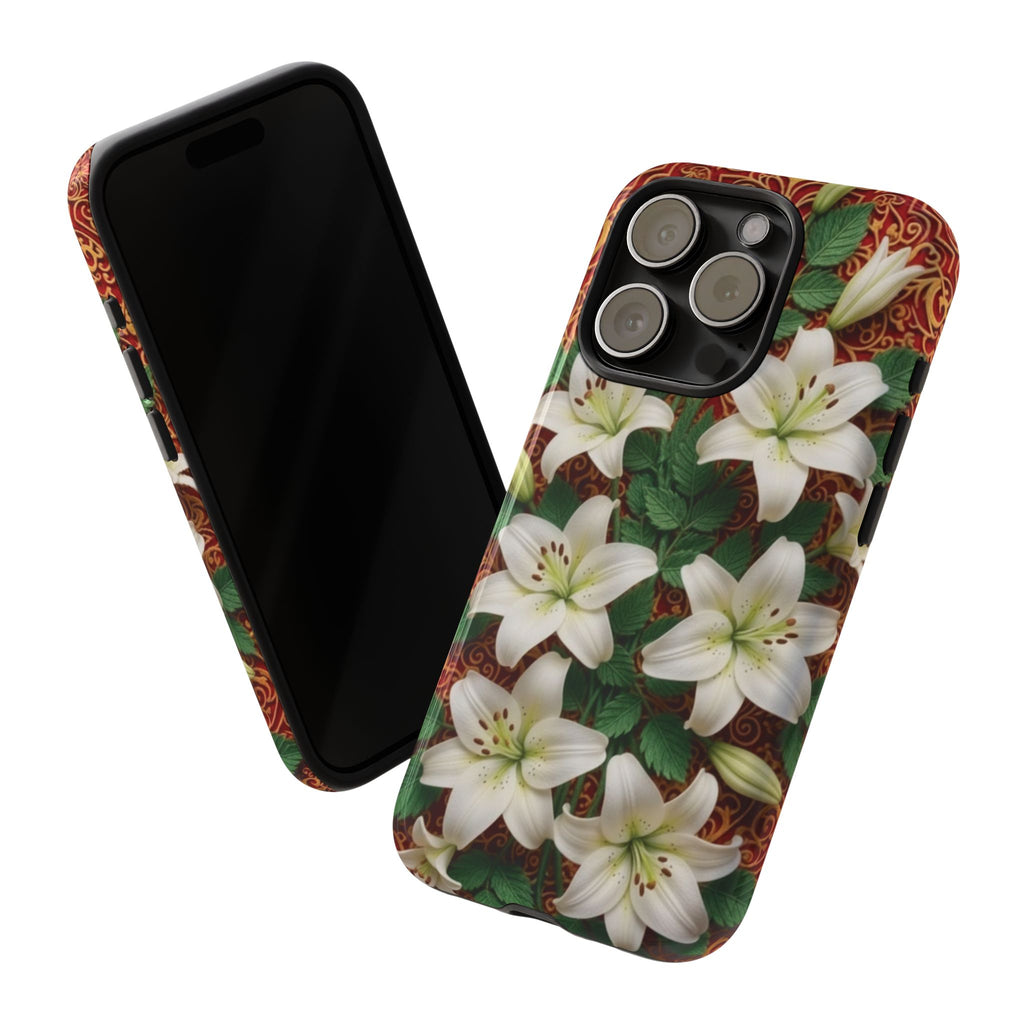 Luxury Lily Phone Case Elegant Floral Ornate Botanical Style Pristine White Bloom Motif Unique Accessory for iPhone Samsung Pixel Devices
