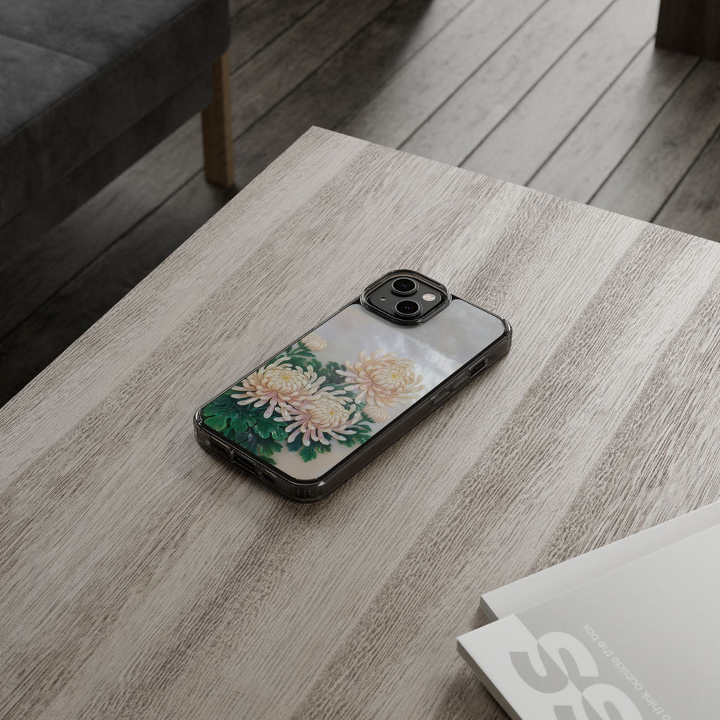 Mother of pearl inlay Phone Case Nacre art panel Chinese mother of pearl flowers Chrysanthemum wall art design elegant luxury  gift