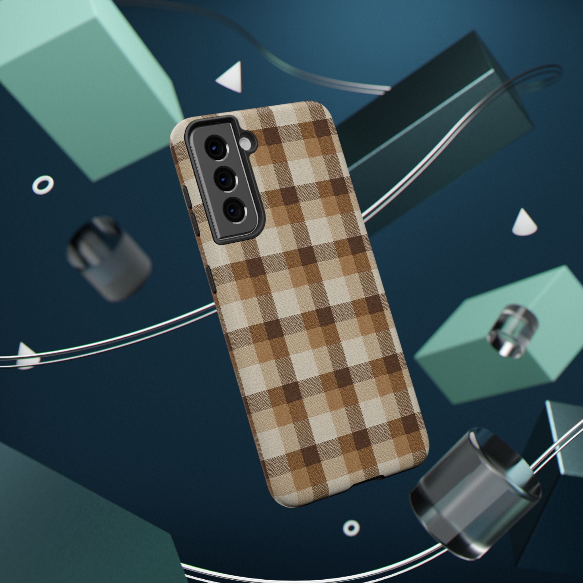 Brown Plaid Pattern Impact-Resistant Case | Checkered Phone Case