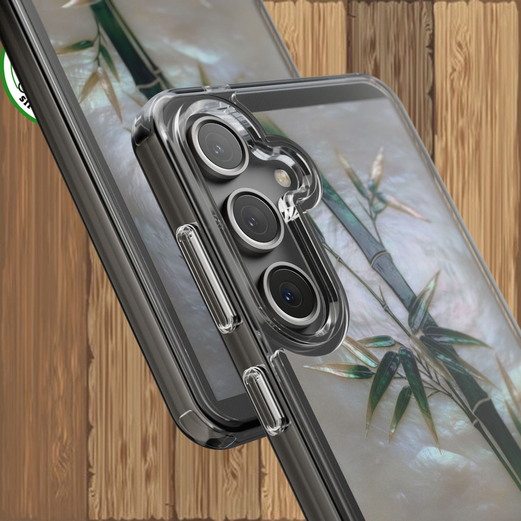 Phone Case, Mother of Pearl Bamboo Floral Design Impact-Resistant Cover, Protective Shell, Unique Gift, Accessories