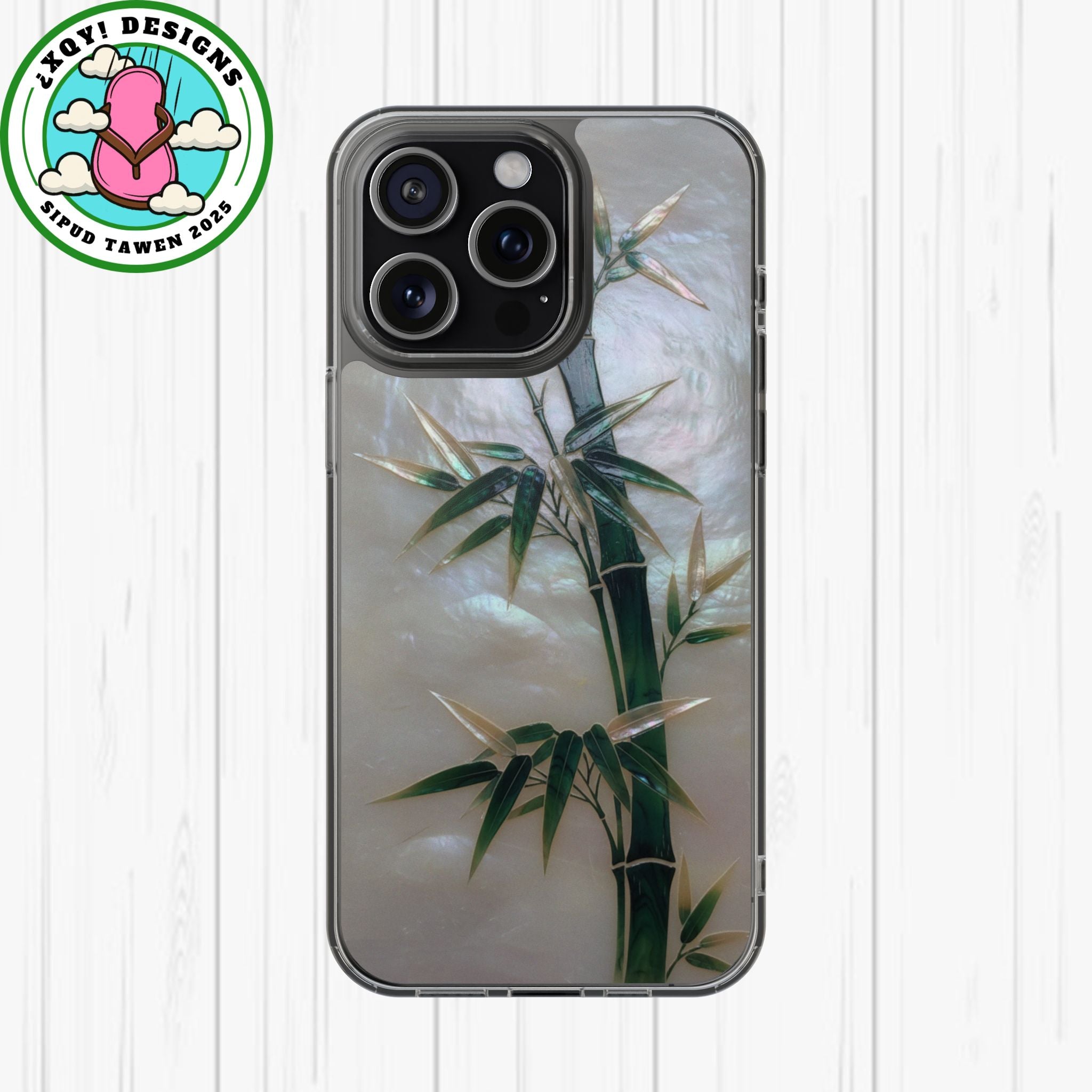 Mother of Pearl Inlay Bamboo Phone Case Nacre Art Green Bamboo Decor Handmade Pearl Shell Unique Iridescent Cover Natural Gift Idea