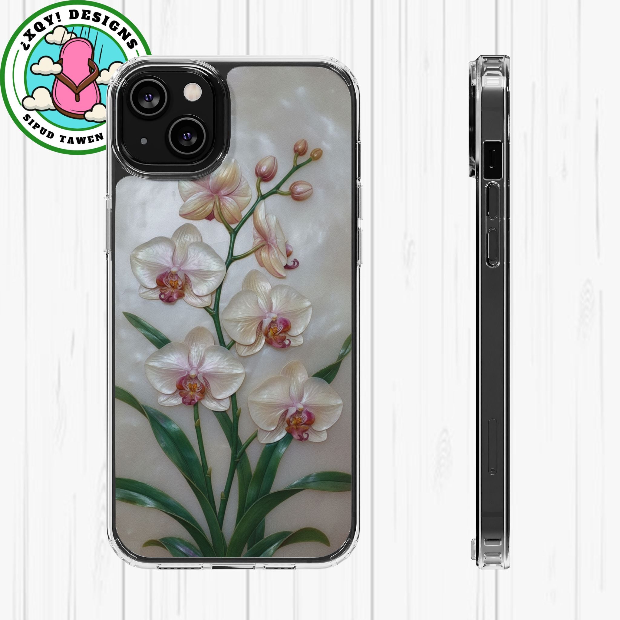 Orchid Wall Phone Case 3D Floral Wall Decor Pink Orchid Artwork White Orchid Design Textured Floral Cover Aesthetic Nature Gift