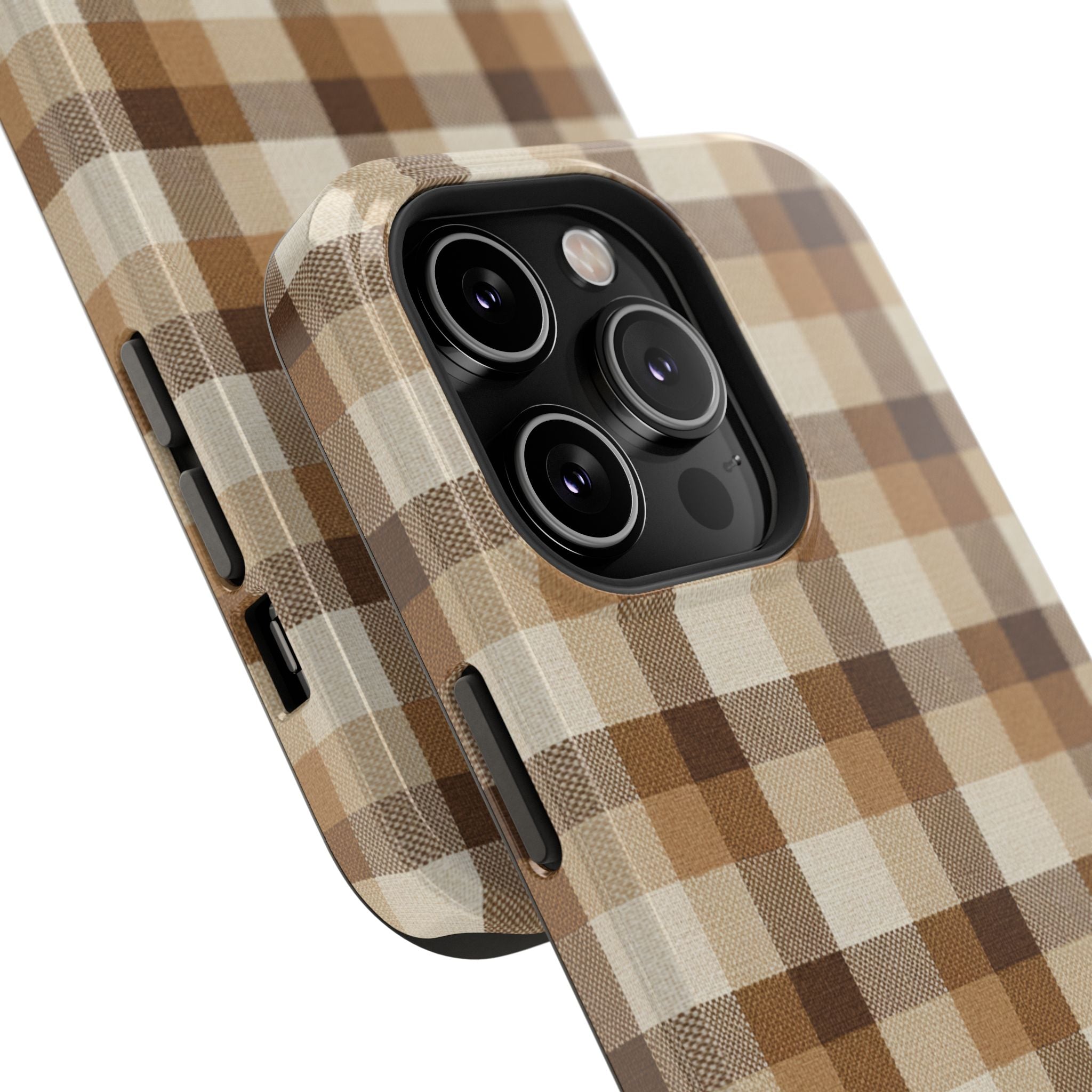 Brown Plaid Pattern Impact-Resistant Case | Checkered Phone Case