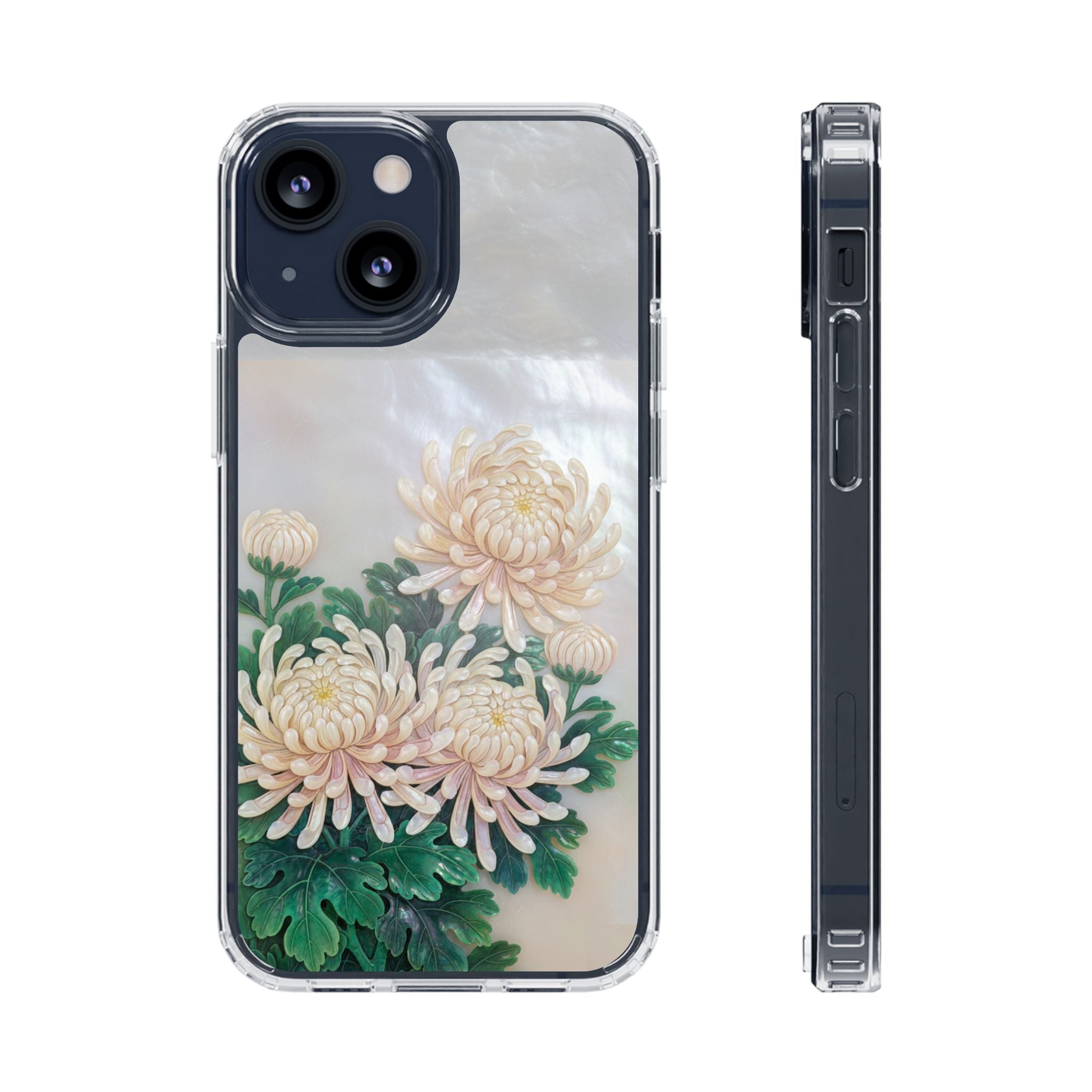 Mother of pearl inlay Phone Case Nacre art panel Chinese mother of pearl flowers Chrysanthemum wall art design elegant luxury  gift