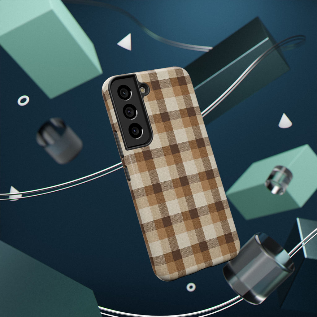 Brown Plaid Pattern Impact-Resistant Case | Checkered Phone Case