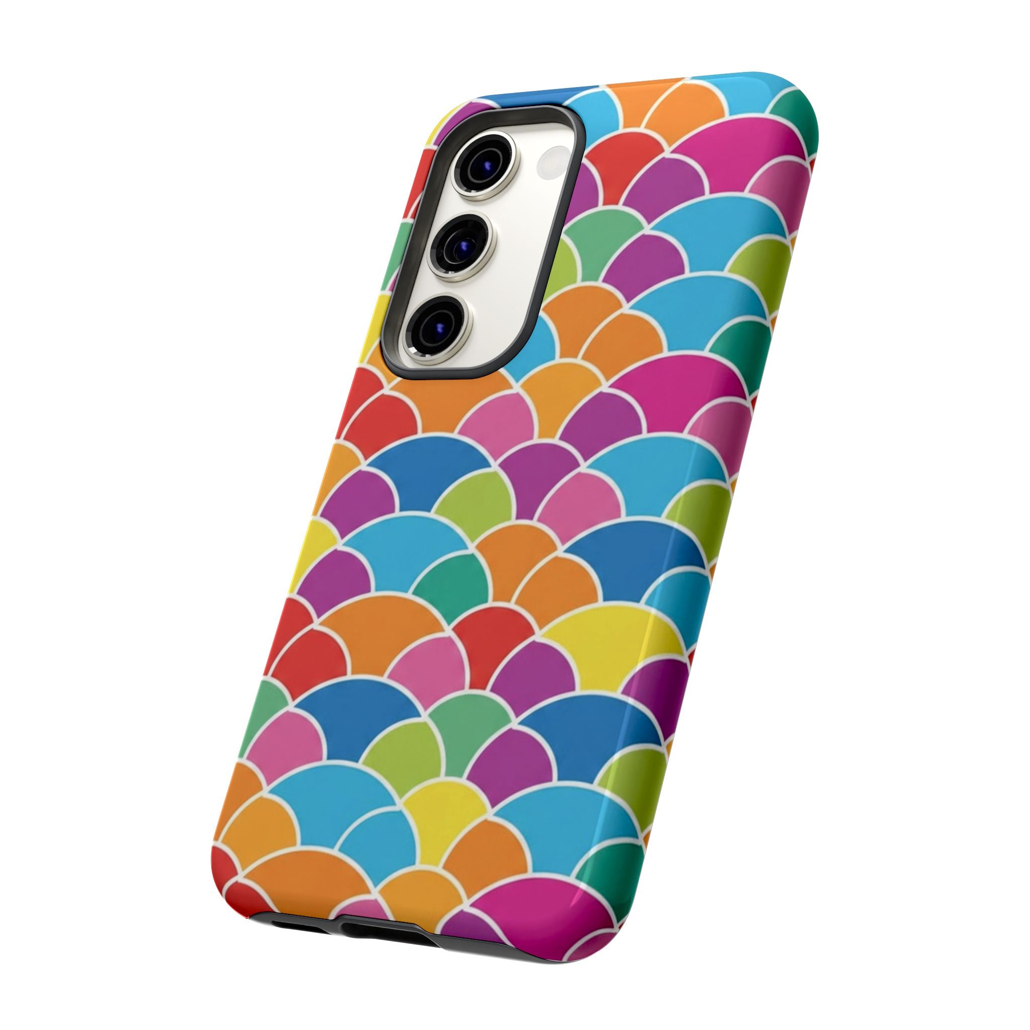 Colorful Scallop Pattern Phone Case Vibrant Protective Mermaid Scales Cover Eye-Catching Abstract Design for Samsung iPhone Pixel Models