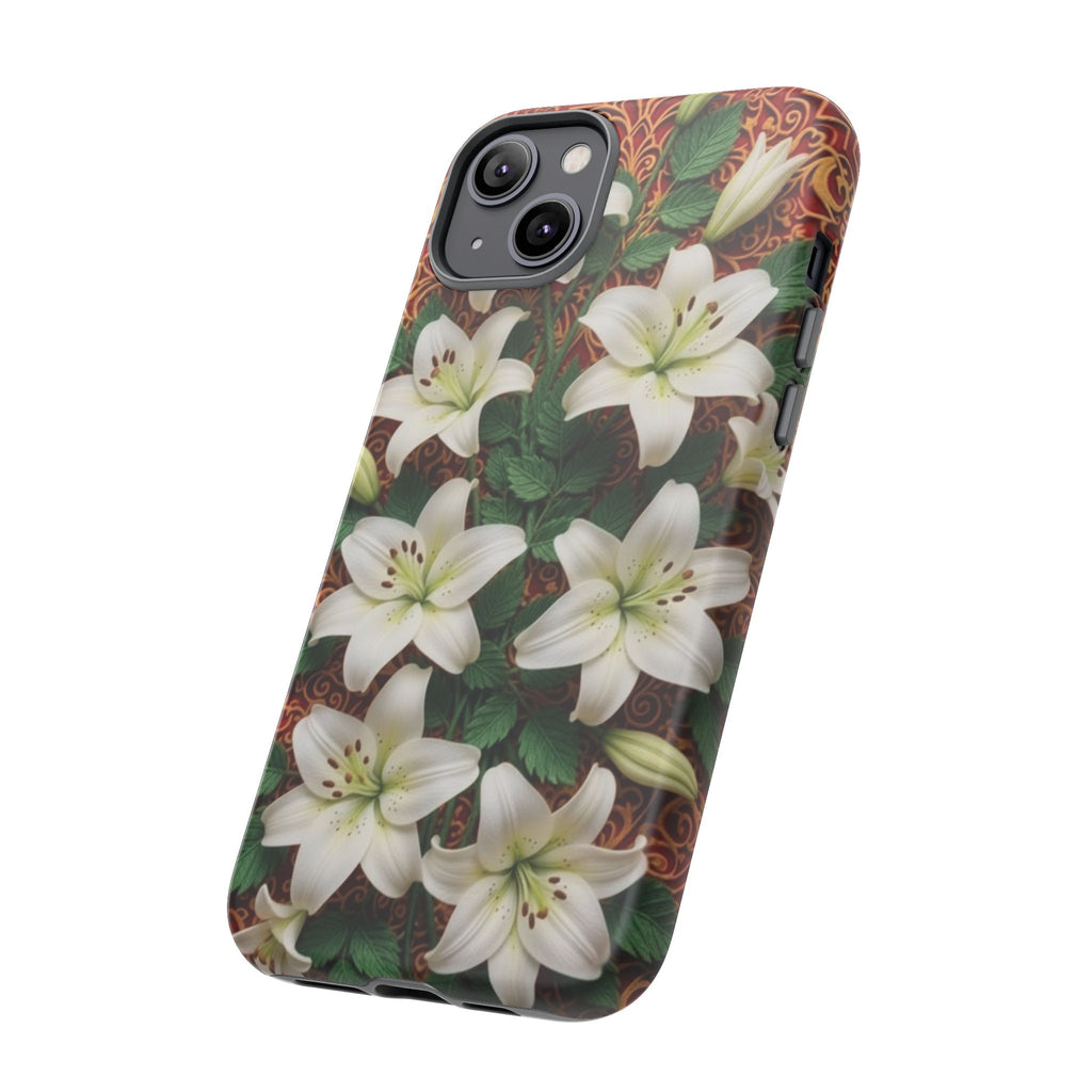 Luxury Lily Phone Case Elegant Floral Ornate Botanical Style Pristine White Bloom Motif Unique Accessory for iPhone Samsung Pixel Devices