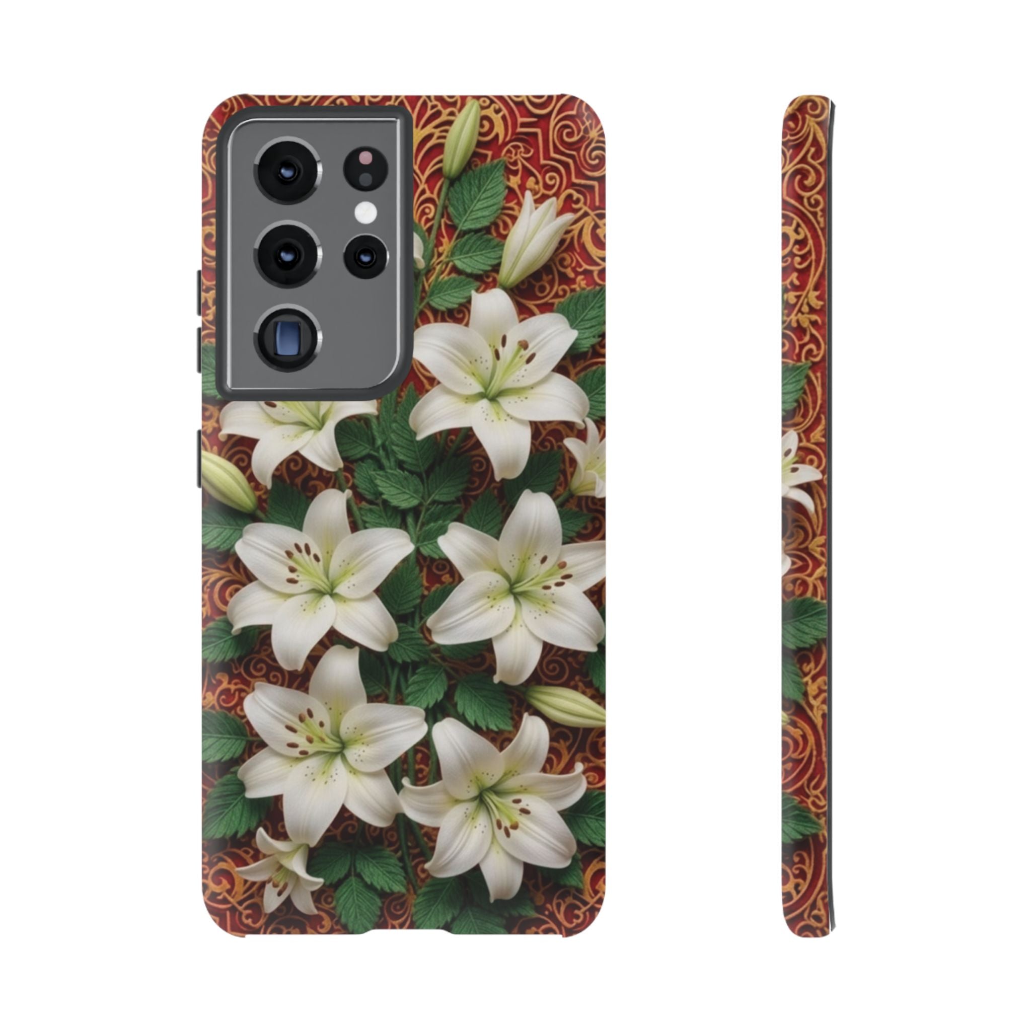 Luxury Lily Phone Case Elegant Floral Ornate Botanical Style Pristine White Bloom Motif Unique Accessory for iPhone Samsung Pixel Devices