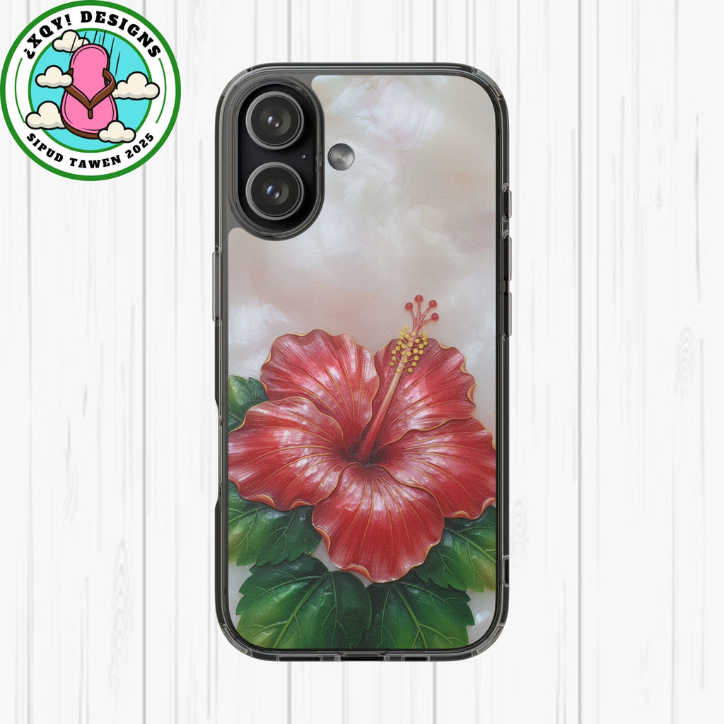Unique Red flower art Phone Case Floral relief carving Red hibiscus sculpture Decorative tropical flower decor vibrant artistic