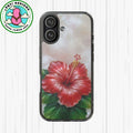 Unique Red flower art Phone Case Floral relief carving Red hibiscus sculpture Decorative tropical flower decor vibrant artistic