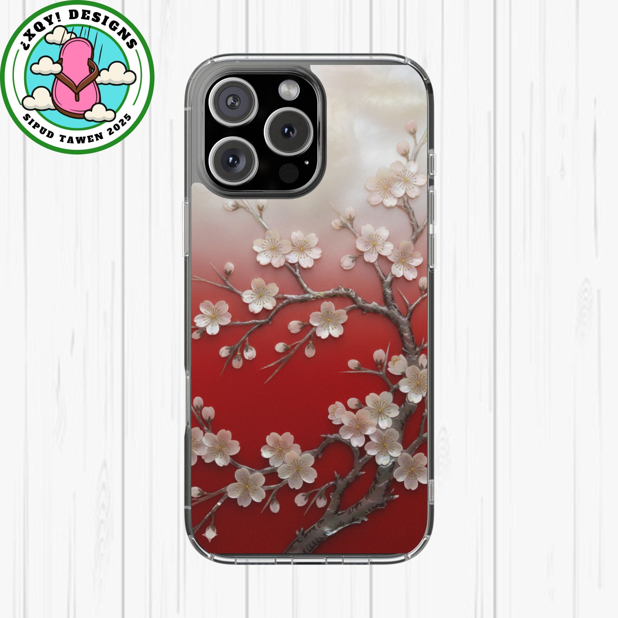 Mother of Pearl Floral Phone Case Elegant Sakura Design Asian Inspired Shell Inlay Artwork Japanese Blossom Decor Mobile Cover