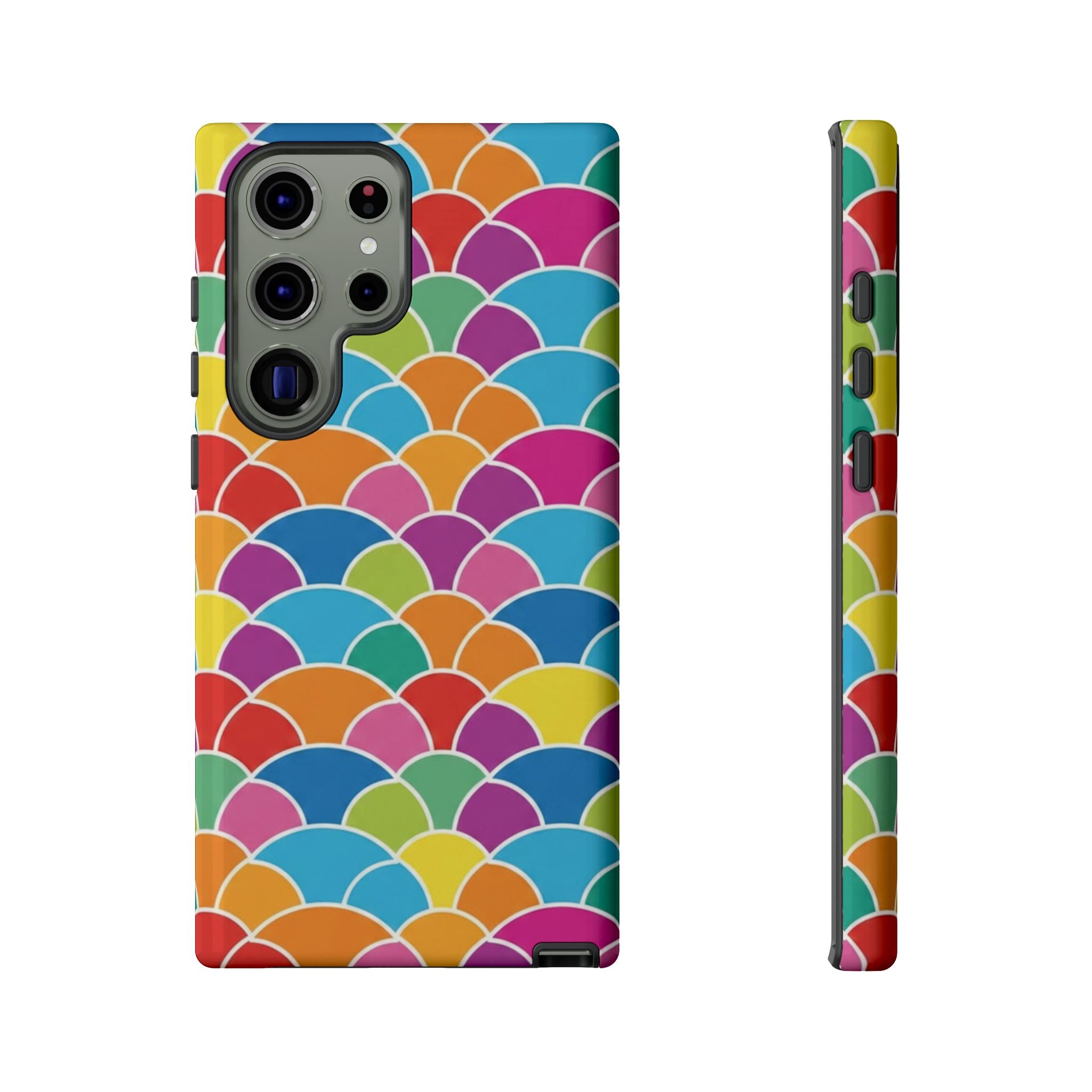 Colorful Scallop Pattern Phone Case Vibrant Protective Mermaid Scales Cover Eye-Catching Abstract Design for Samsung iPhone Pixel Models