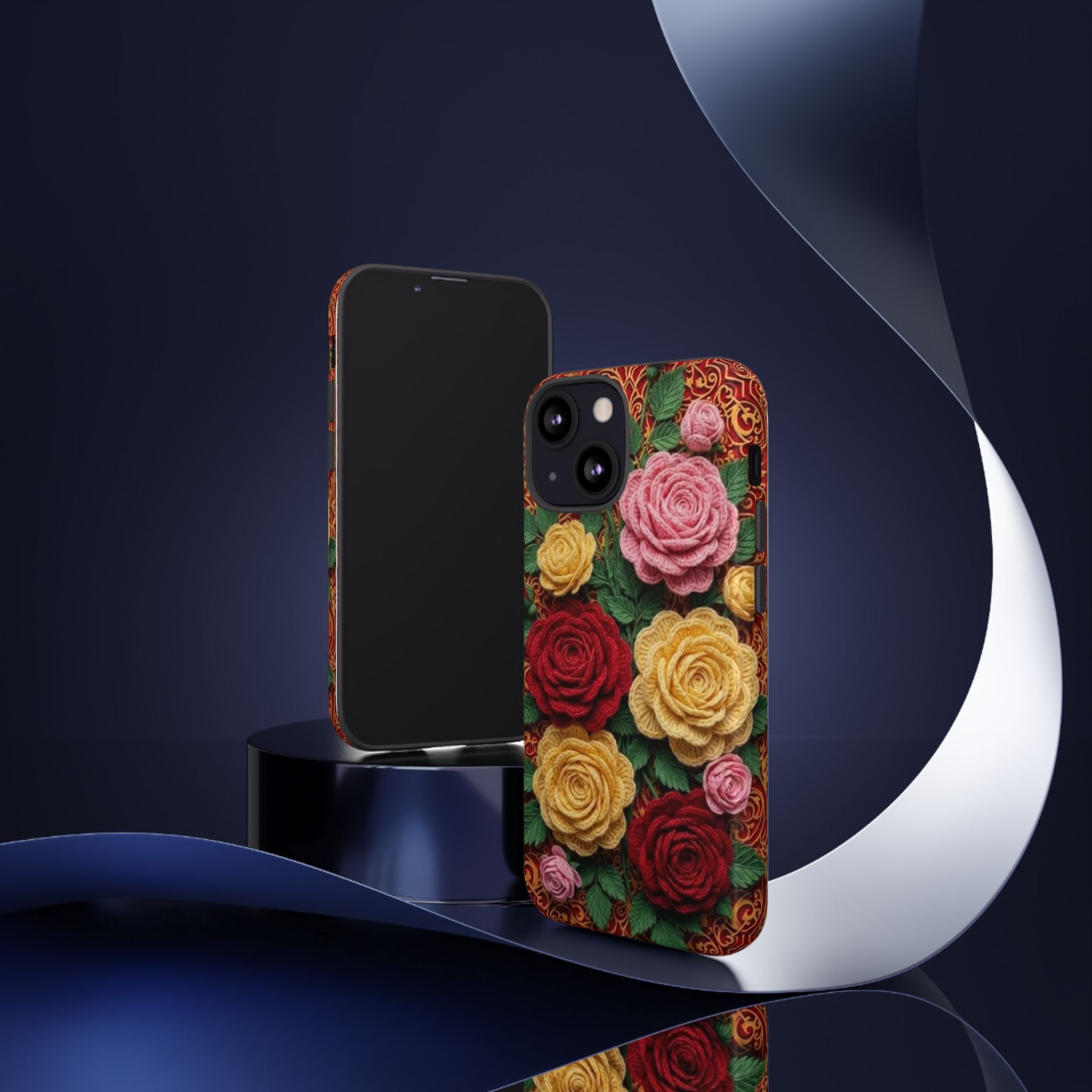 Yarn Vintage Rose Floral Phone Case Elegant Damask Pattern Smartphone Cover for Samsung Galaxy iOS Google Pixel