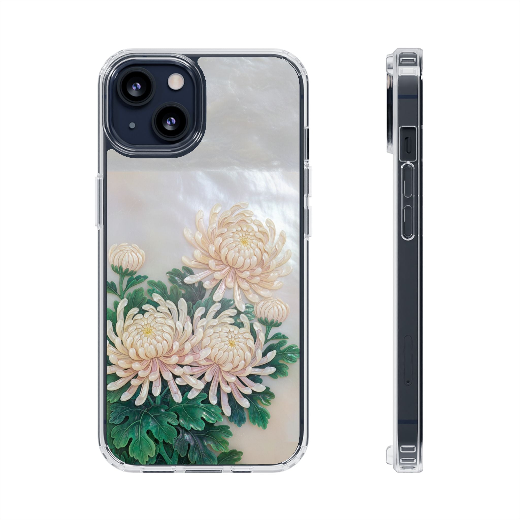 Mother of pearl inlay Phone Case Nacre art panel Chinese mother of pearl flowers Chrysanthemum wall art design elegant luxury  gift