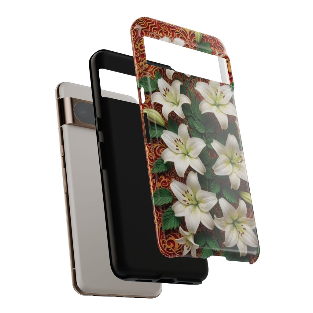 Luxury Lily Phone Case Elegant Floral Ornate Botanical Style Pristine White Bloom Motif Unique Accessory for iPhone Samsung Pixel Devices