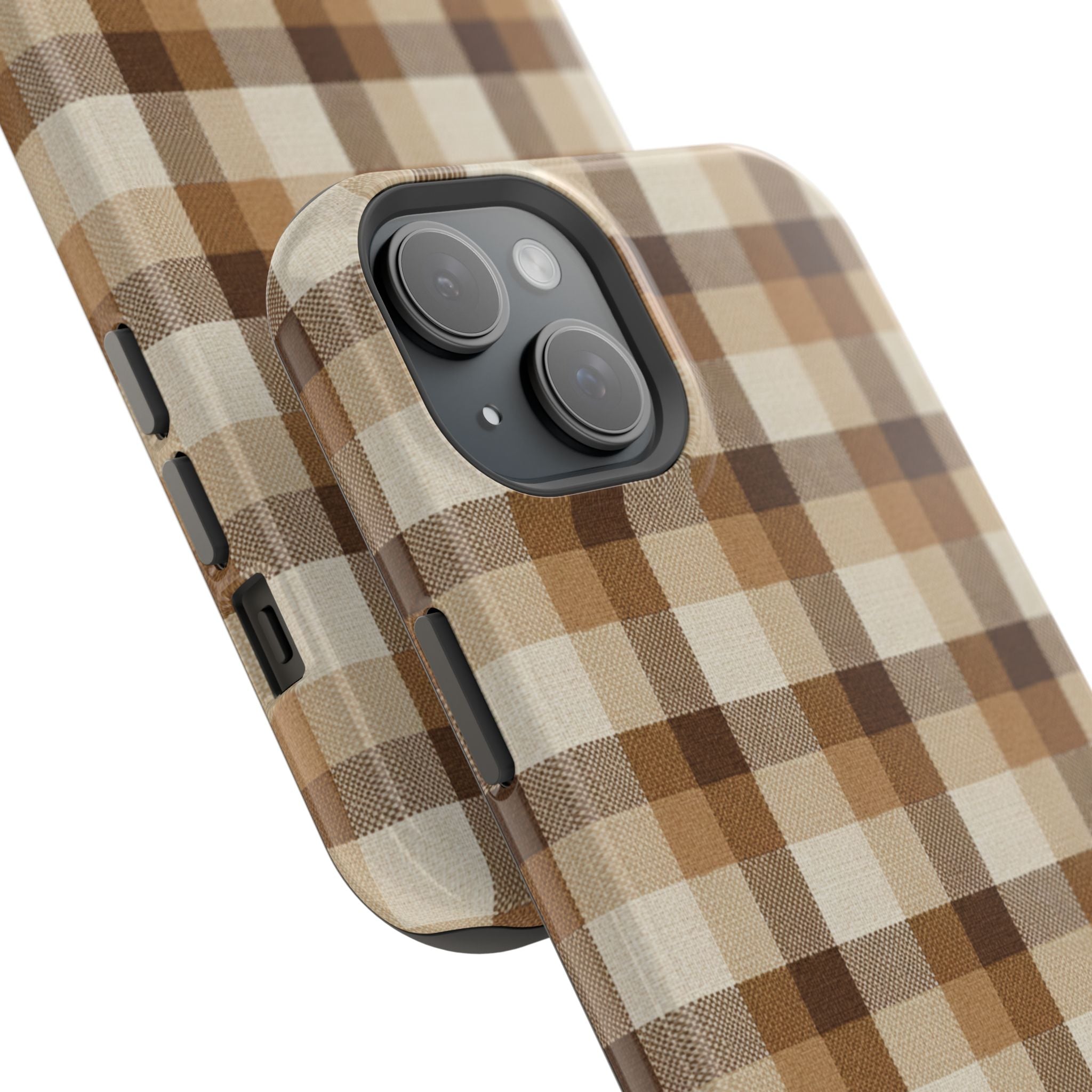 Brown Plaid Pattern Impact-Resistant Case | Checkered Phone Case