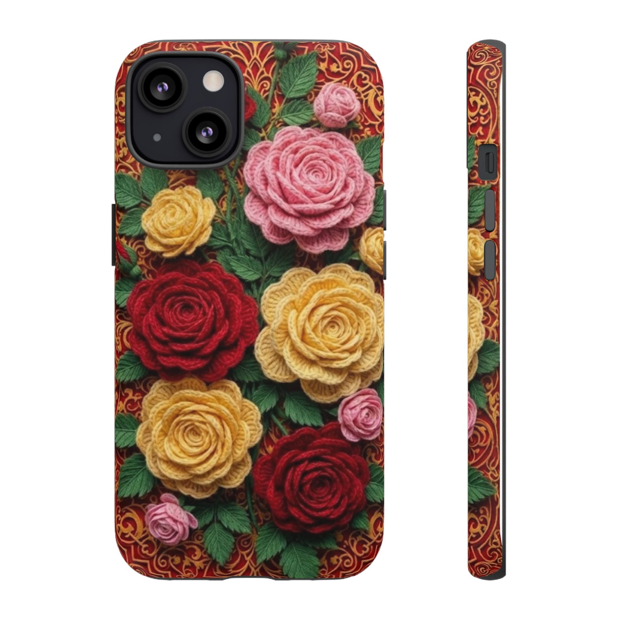 Yarn Vintage Rose Floral Phone Case Elegant Damask Pattern Smartphone Cover for Samsung Galaxy iOS Google Pixel