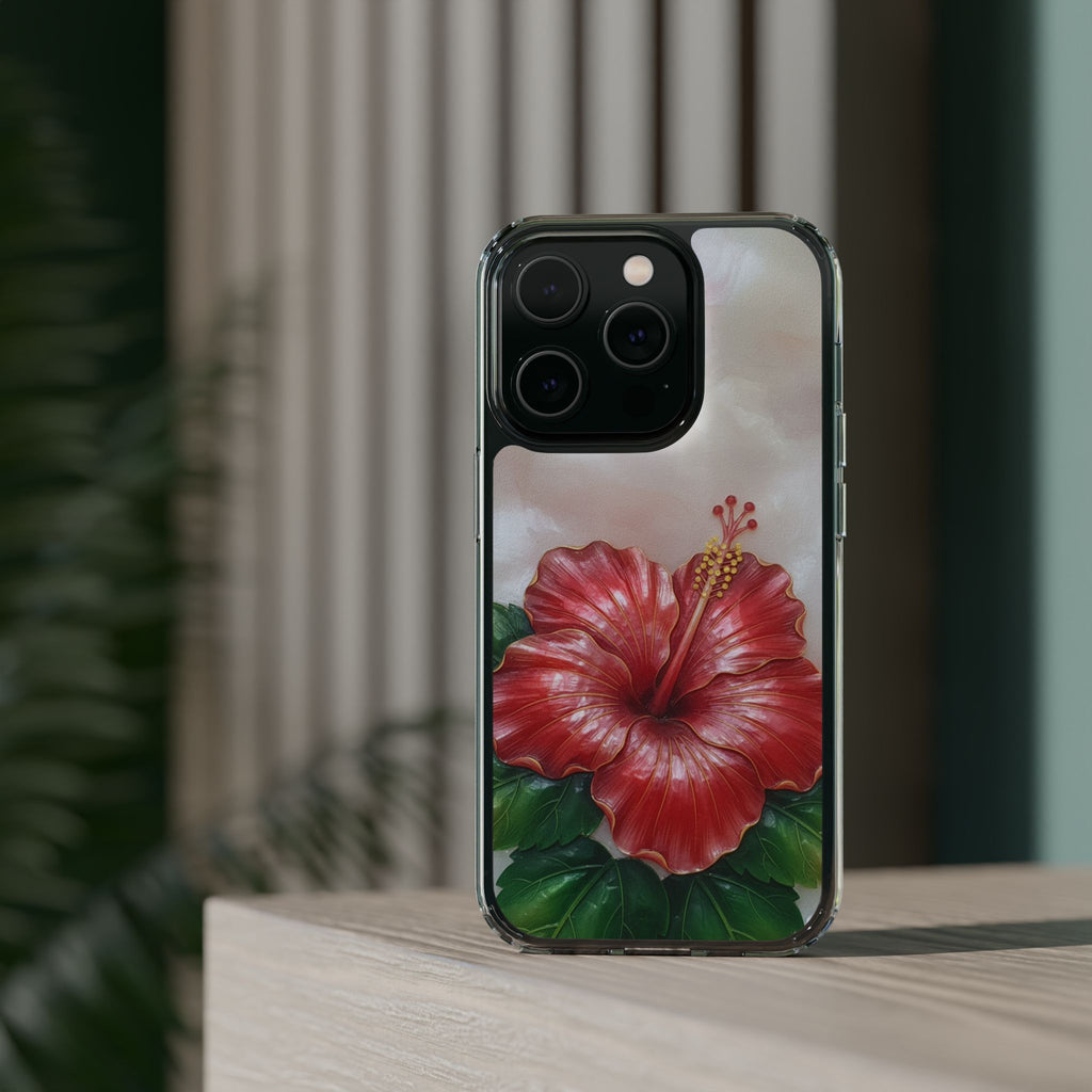 Unique Red flower art Phone Case Floral relief carving Red hibiscus sculpture Decorative tropical flower decor vibrant artistic